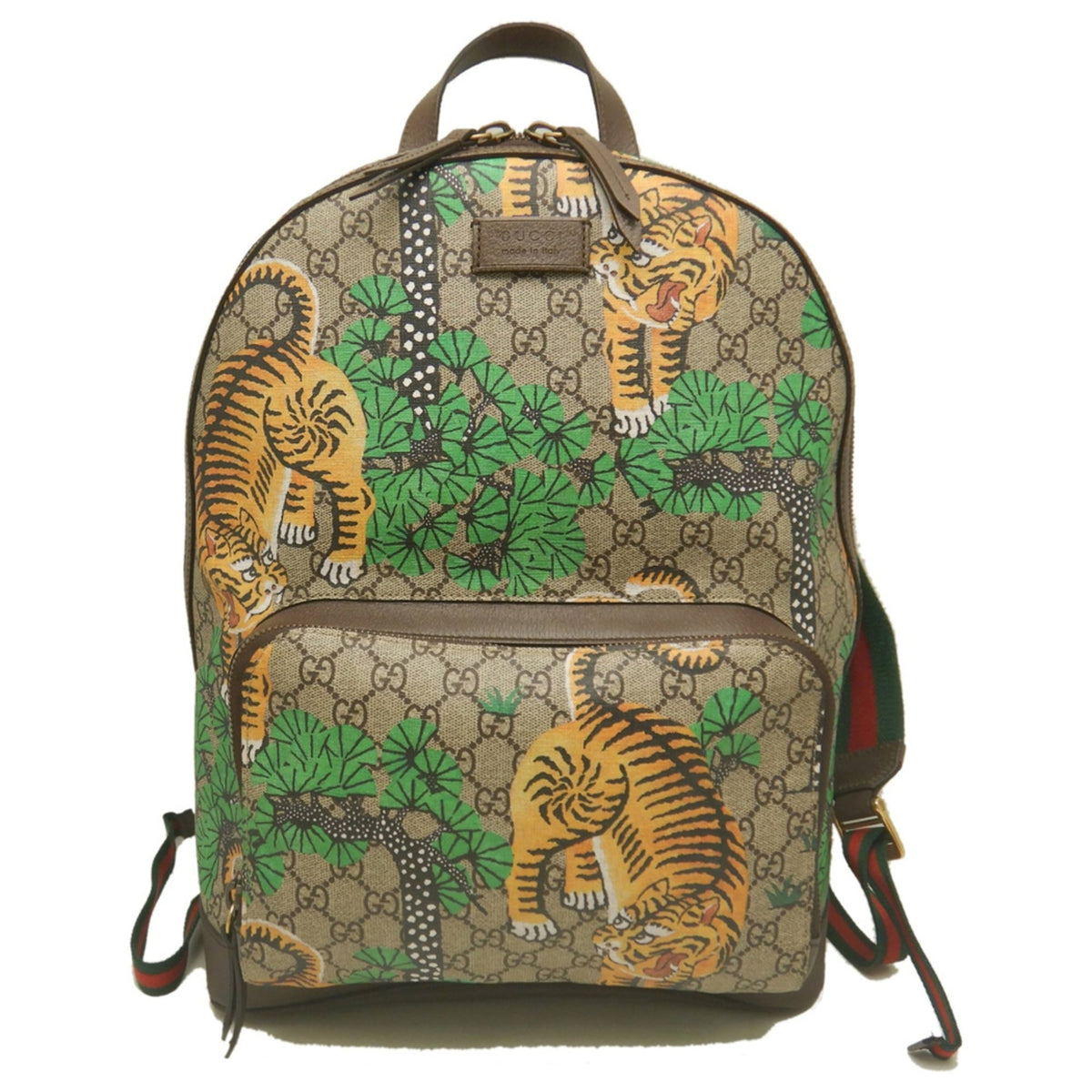 Gucci Beige Green Yellow Gg Supreme Backpack (Pre-Owned)