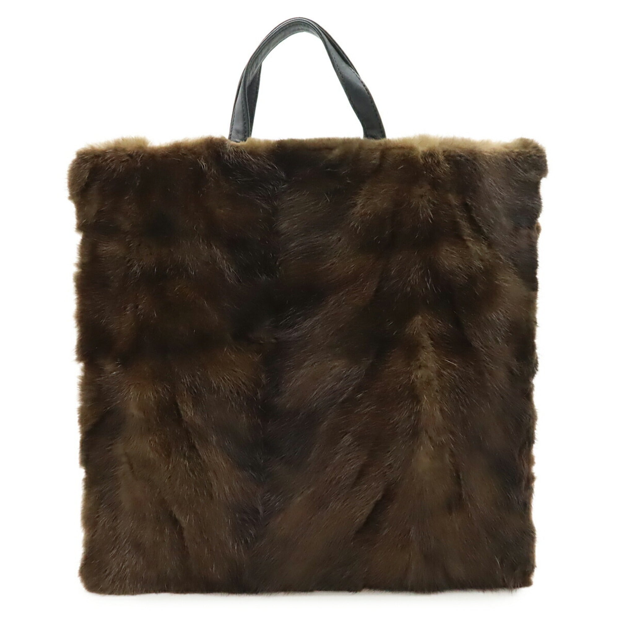Loewe Black Dark Brown Fur Handbag Tote Bag (Pre-Owned)