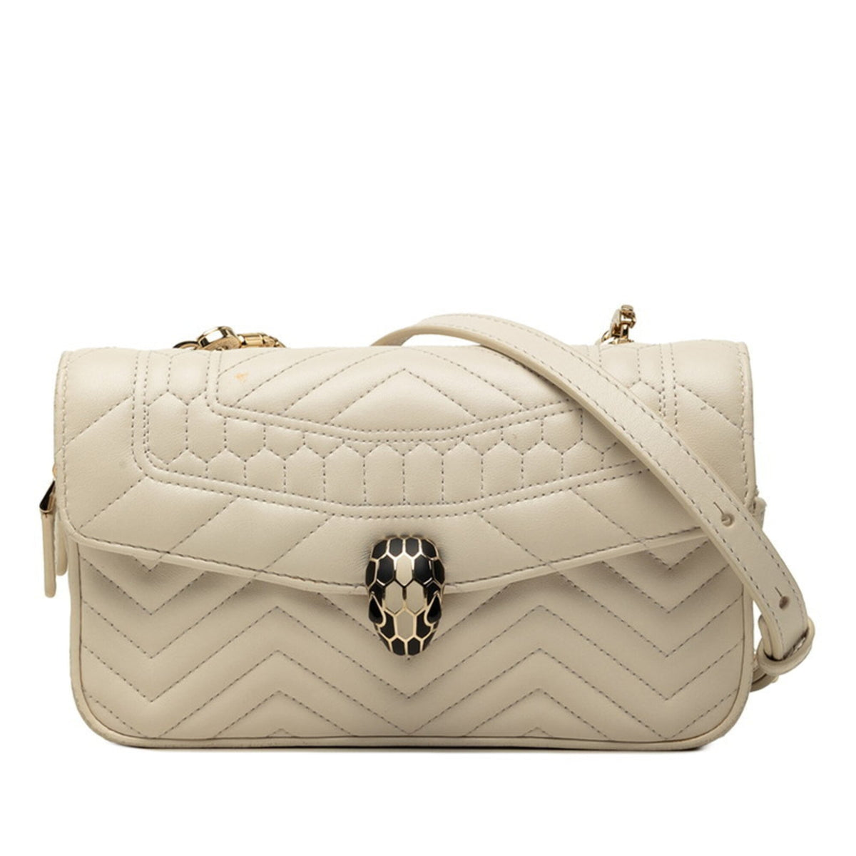 Bvlgari White Leather Shoulder Bag Sling Bag (Pre-Owned)