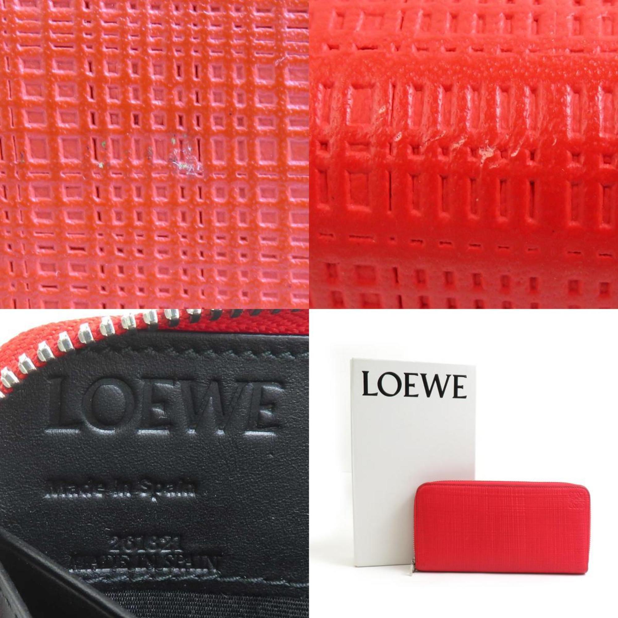 Loewe Red Color Leather Long Wallet (Bi-Fold) (Pre-Owned)