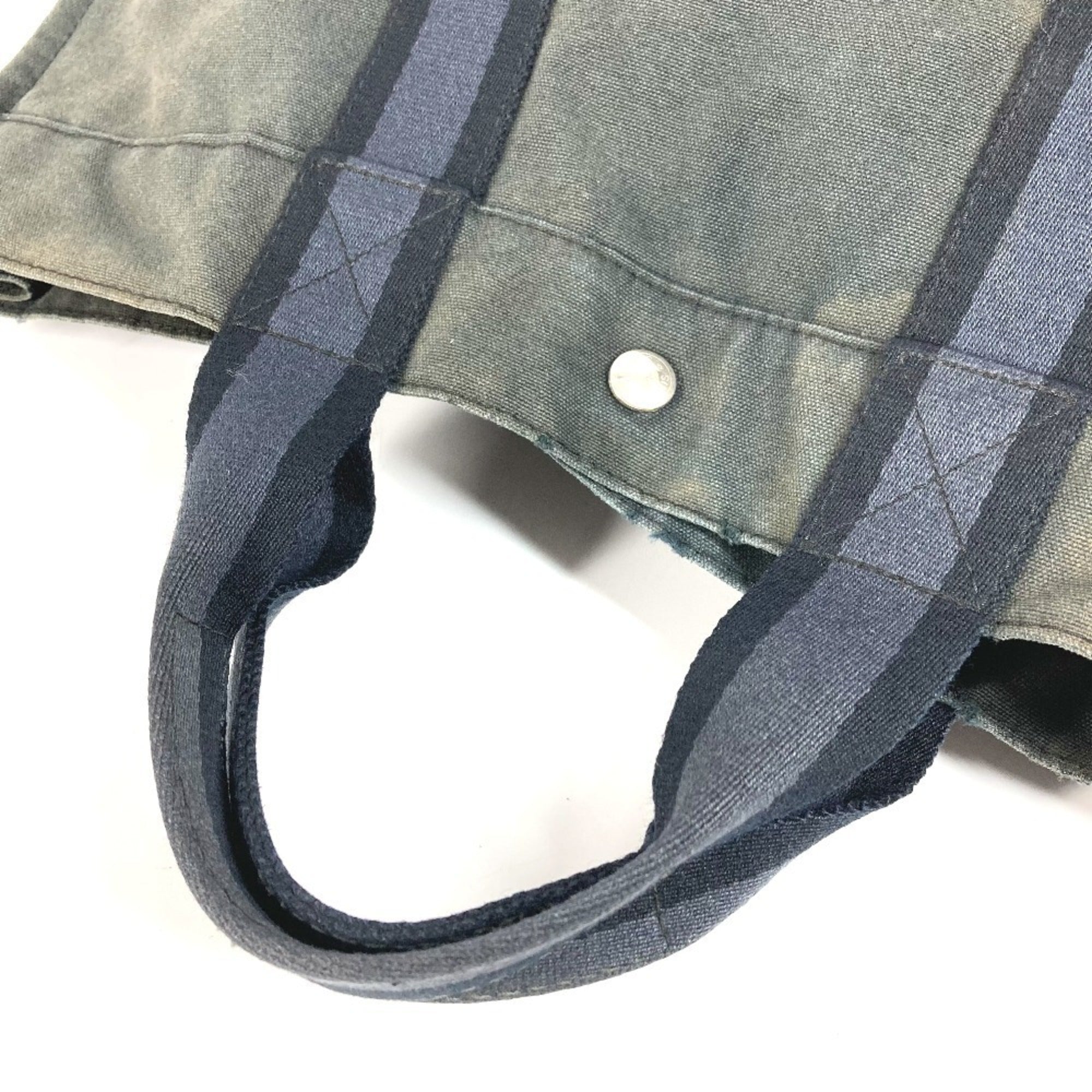 Hermes Black Canvas Leather Handbag Tote Bag (Pre-Owned)
