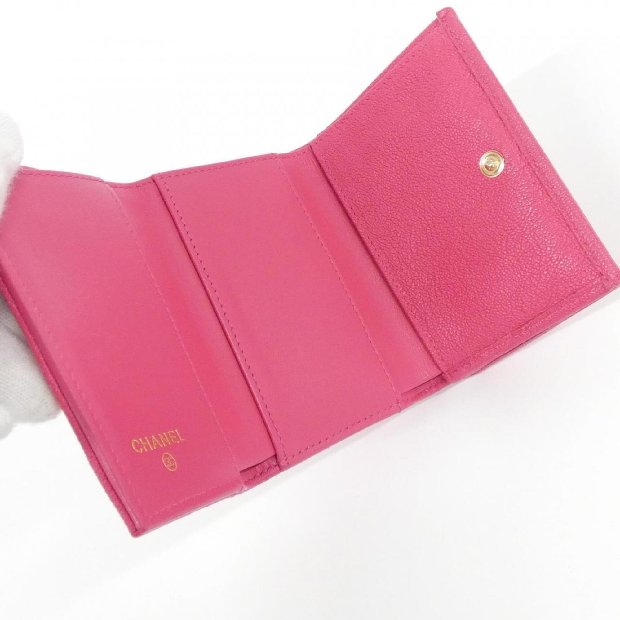 Chanel Pink Grained Calfskin Wallet (Tri-Fold) (Pre-Owned)