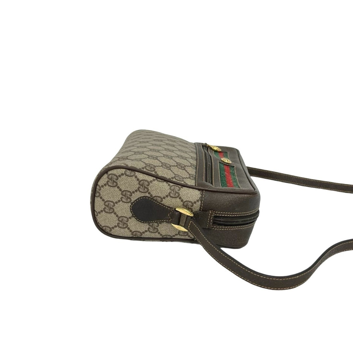Gucci Brown Green Red Color Leather Pvc Pochette Shoulder Bag (Pre-Owned)