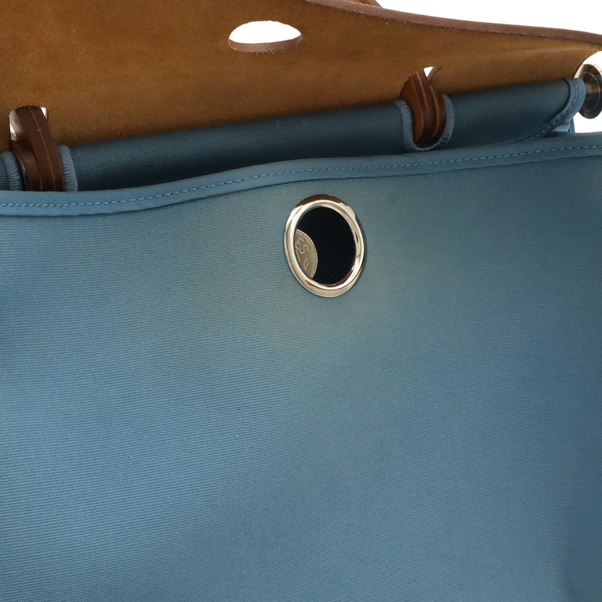 Hermes Blue Brown Toile Officier Leather Handbag Pouch Shoulder Bag (Pre-Owned)