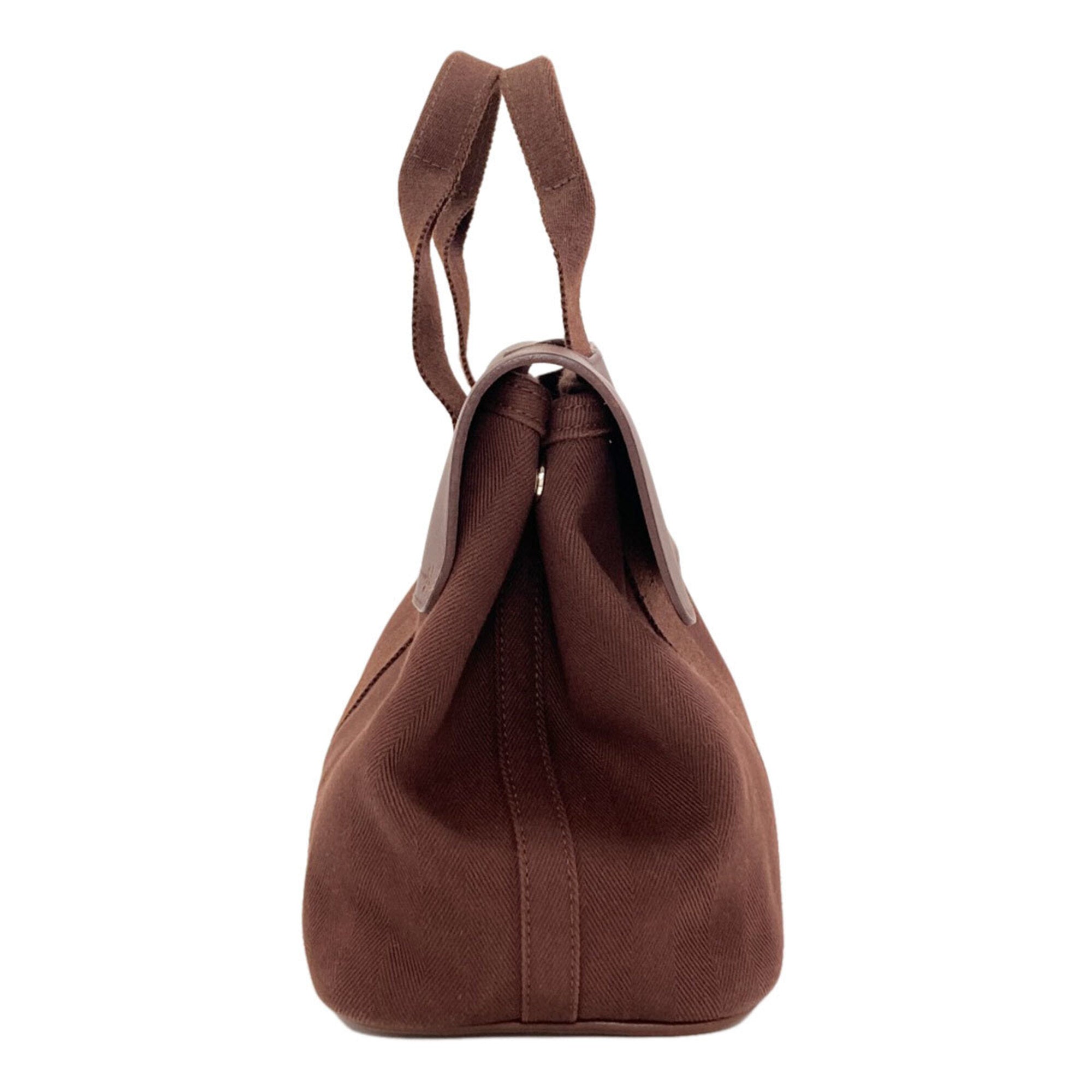 Hermes Dark Brown Canvas Handbag (Pre-Owned)