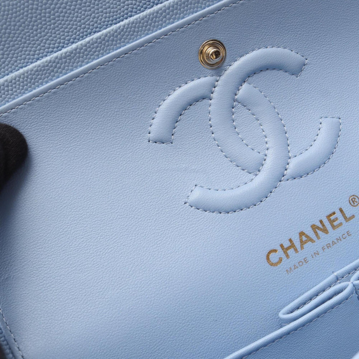 Chanel Blue Grained Calfskin Handbag Shoulder Bag (Pre-Owned)
