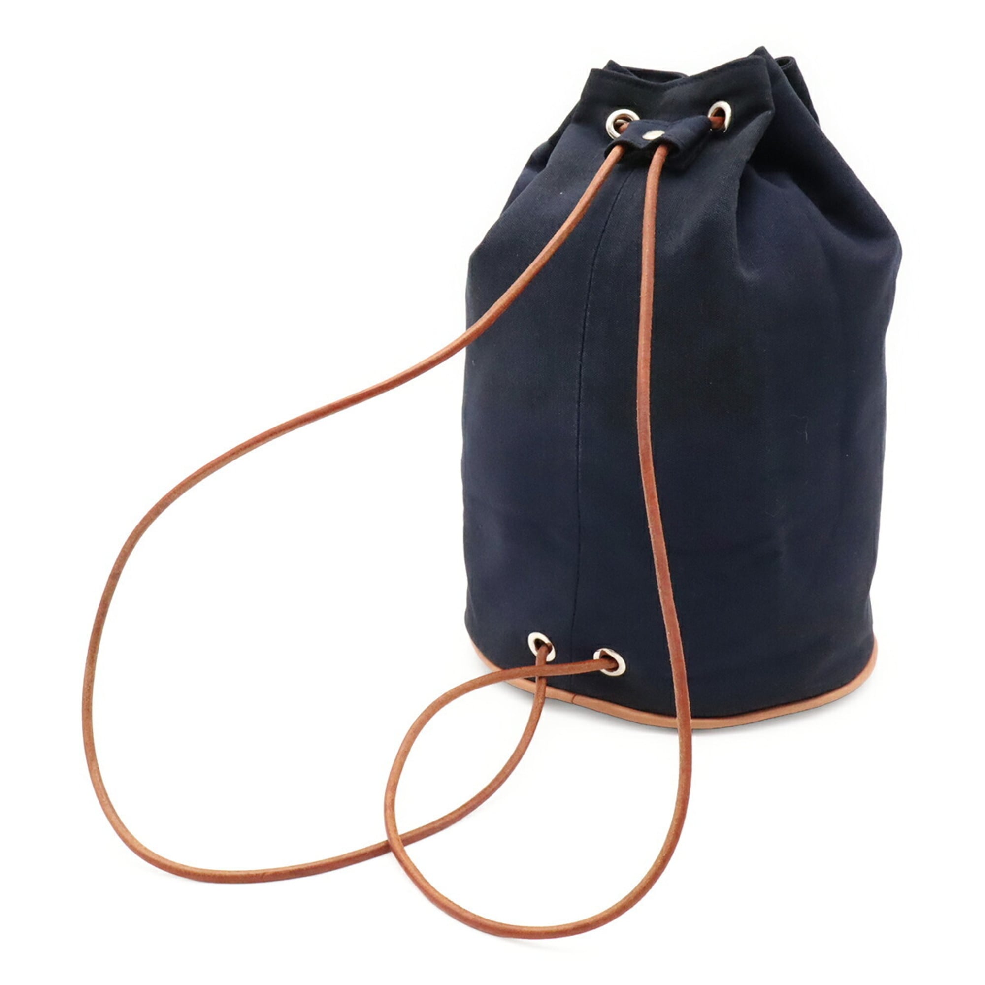 Hermes Navy Canvas Shoulder Bag (Pre-Owned)