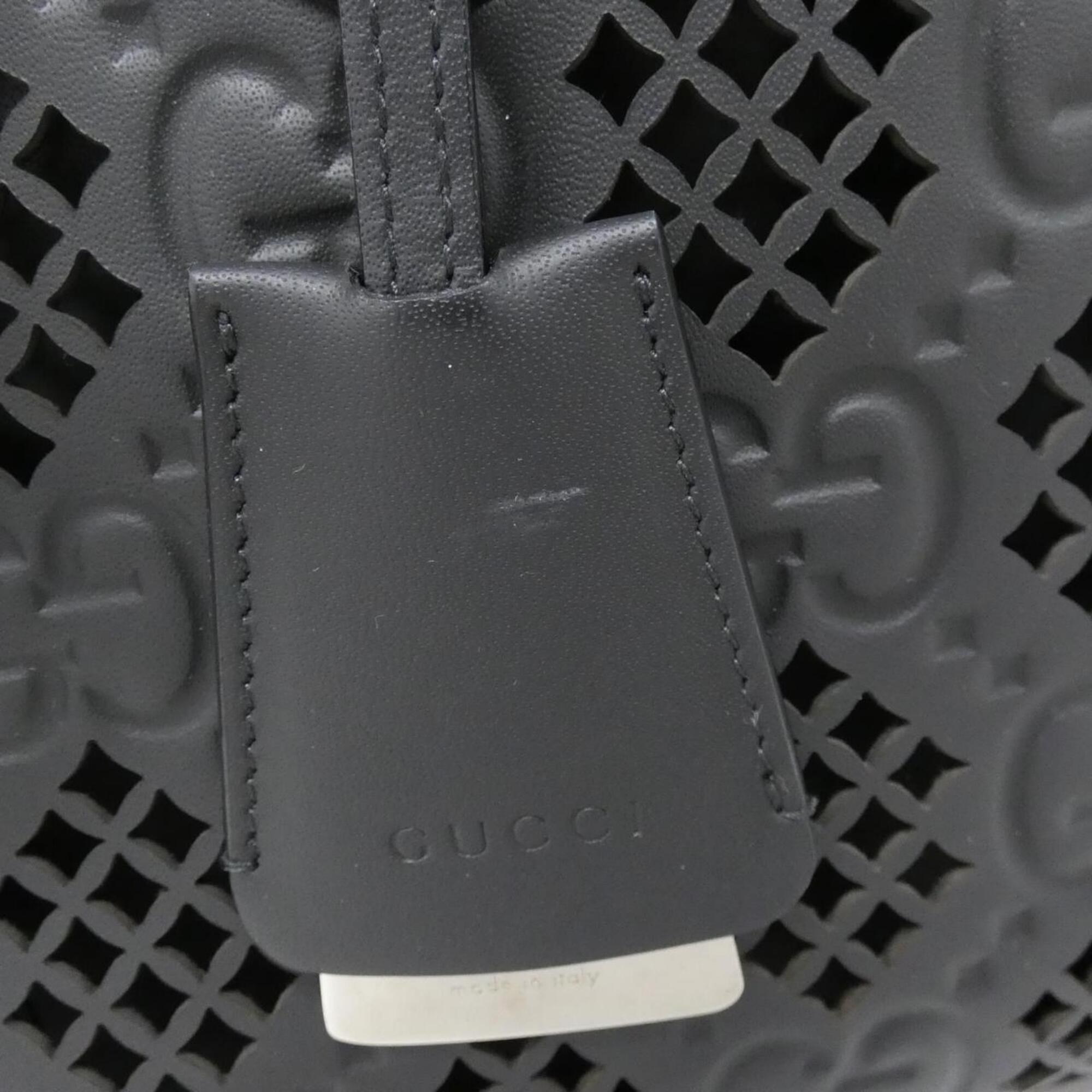 Gucci Black Gg Leather Handbag Pouch (Pre-Owned)