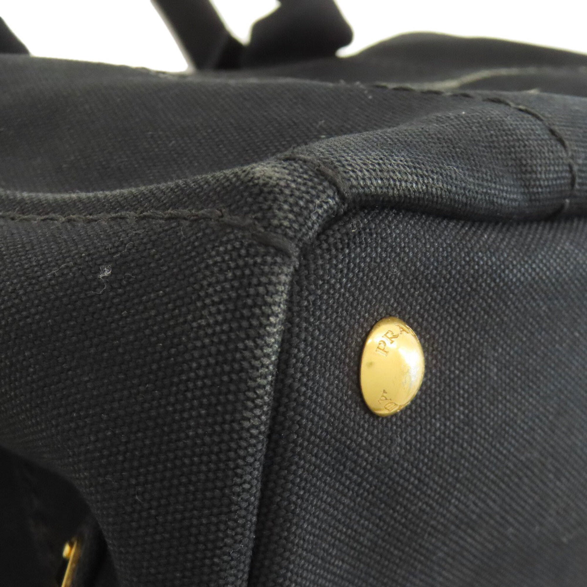 Prada Canapa Black Canvas Handbag (Pre-Owned)