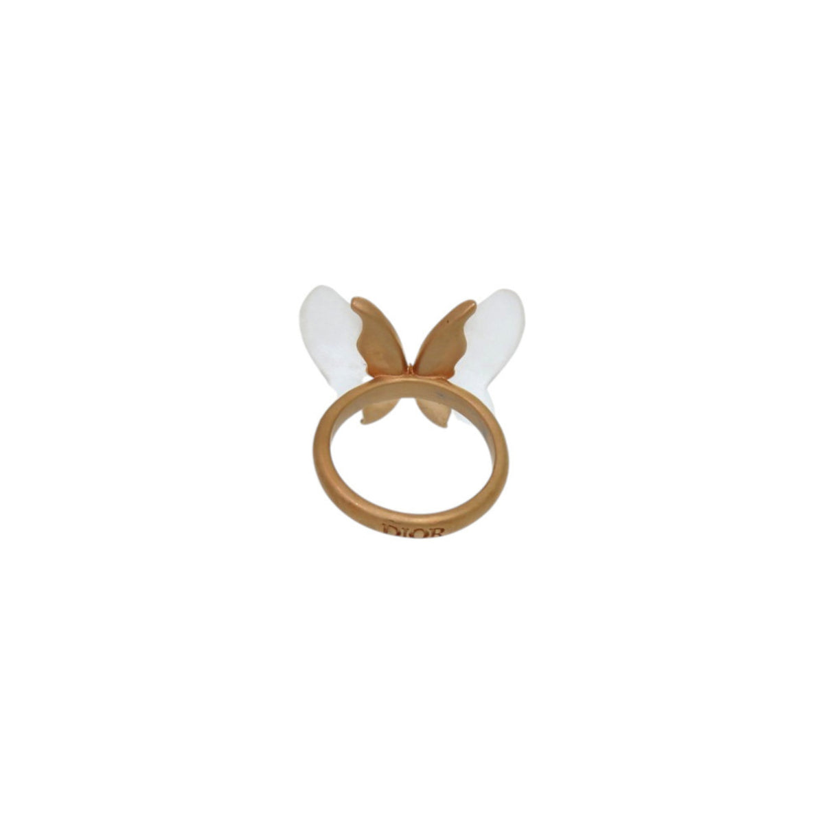 Christian Dior Gold Clear Metal Band Ring (Pre-Owned)