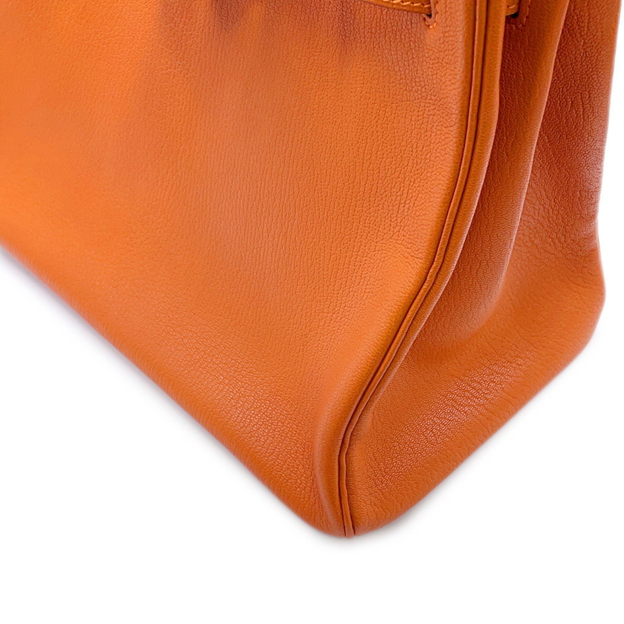 Hermes Birkin Orange Chevre Myzore Leather Handbag (Pre-Owned)
