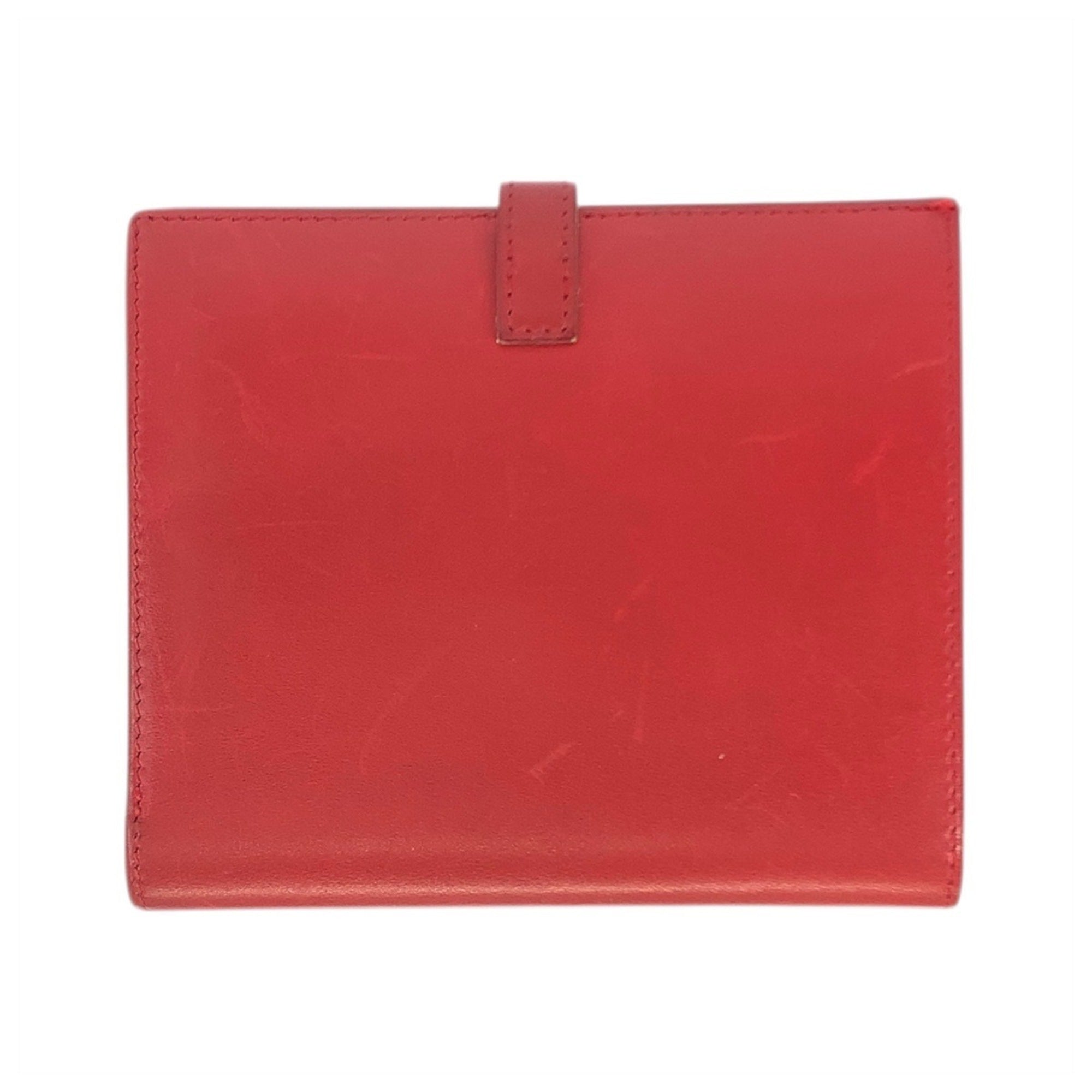 Hermes Red Color Leather Wallet (Bi-Fold) (Pre-Owned)