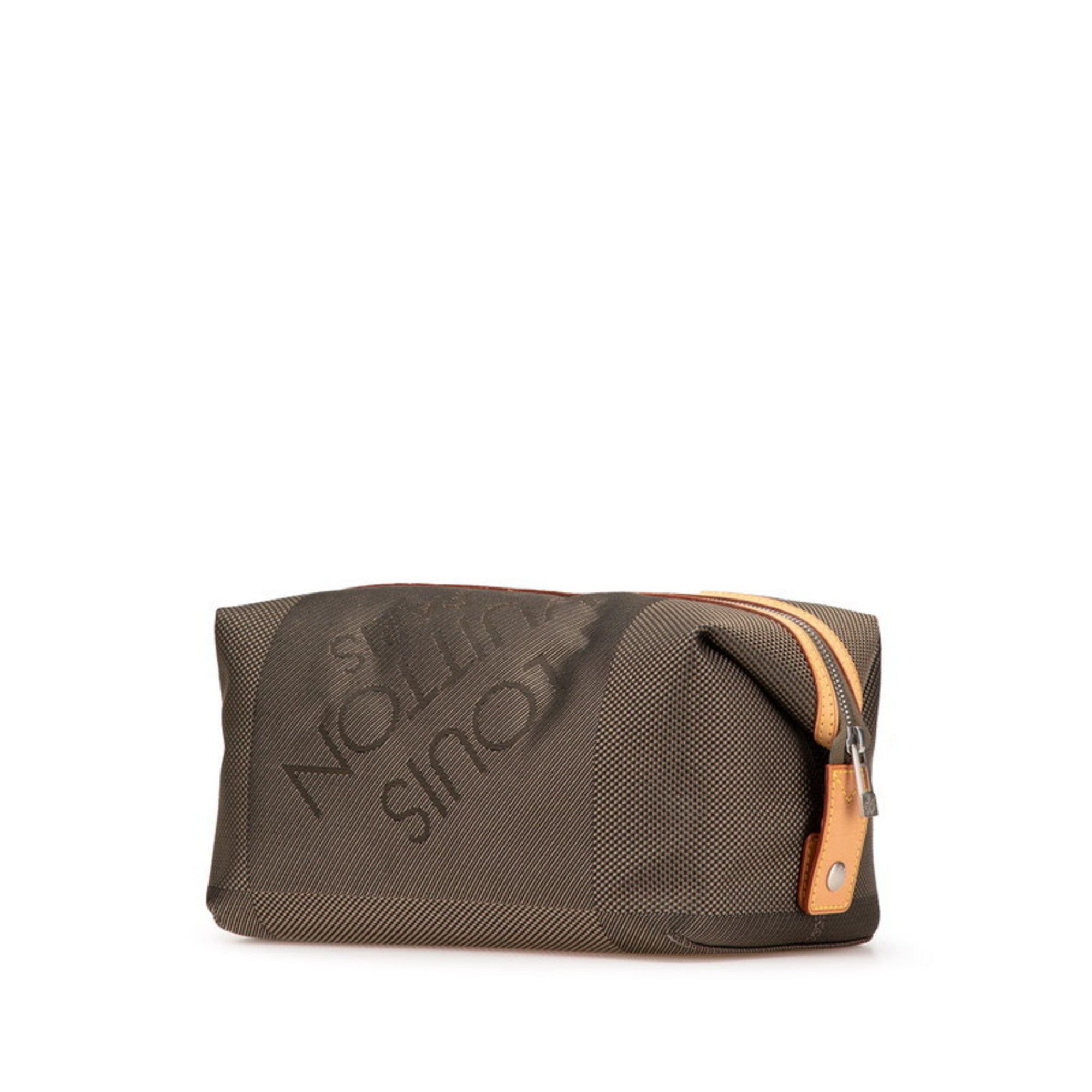 Louis Vuitton Damier Geant Earth Khaki Canvas Leather Pouch (Pre-Owned)