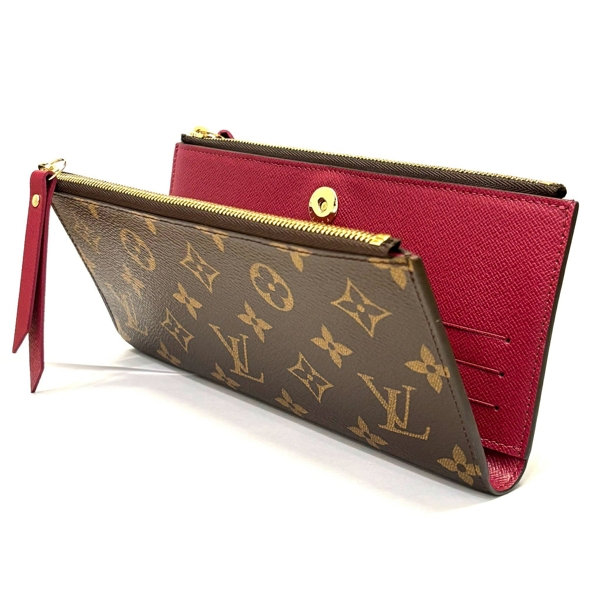 Louis Vuitton Monogram Brown Red Color Monogram Long Wallet (Bi-Fold) (Pre-Owned)