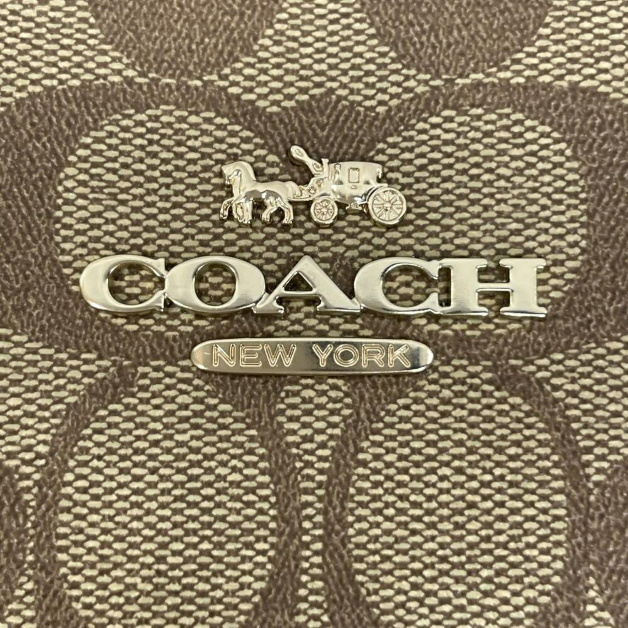 Coach Beige Signature Line Shoulder Bag (Pre-Owned)