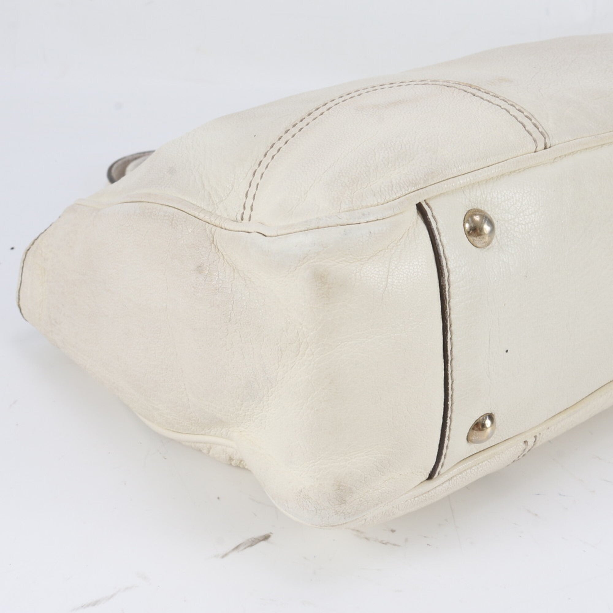 Gucci Ivory Leather Handbag Shoulder Bag Tote Bag (Pre-Owned)