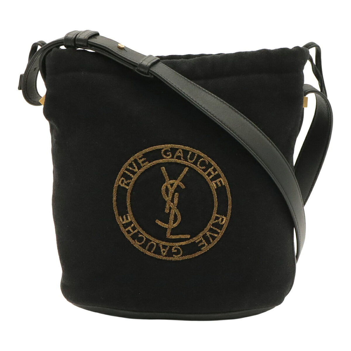 Yves Saint Laurent Black Felt Leather Shoulder Bag (Pre-Owned)