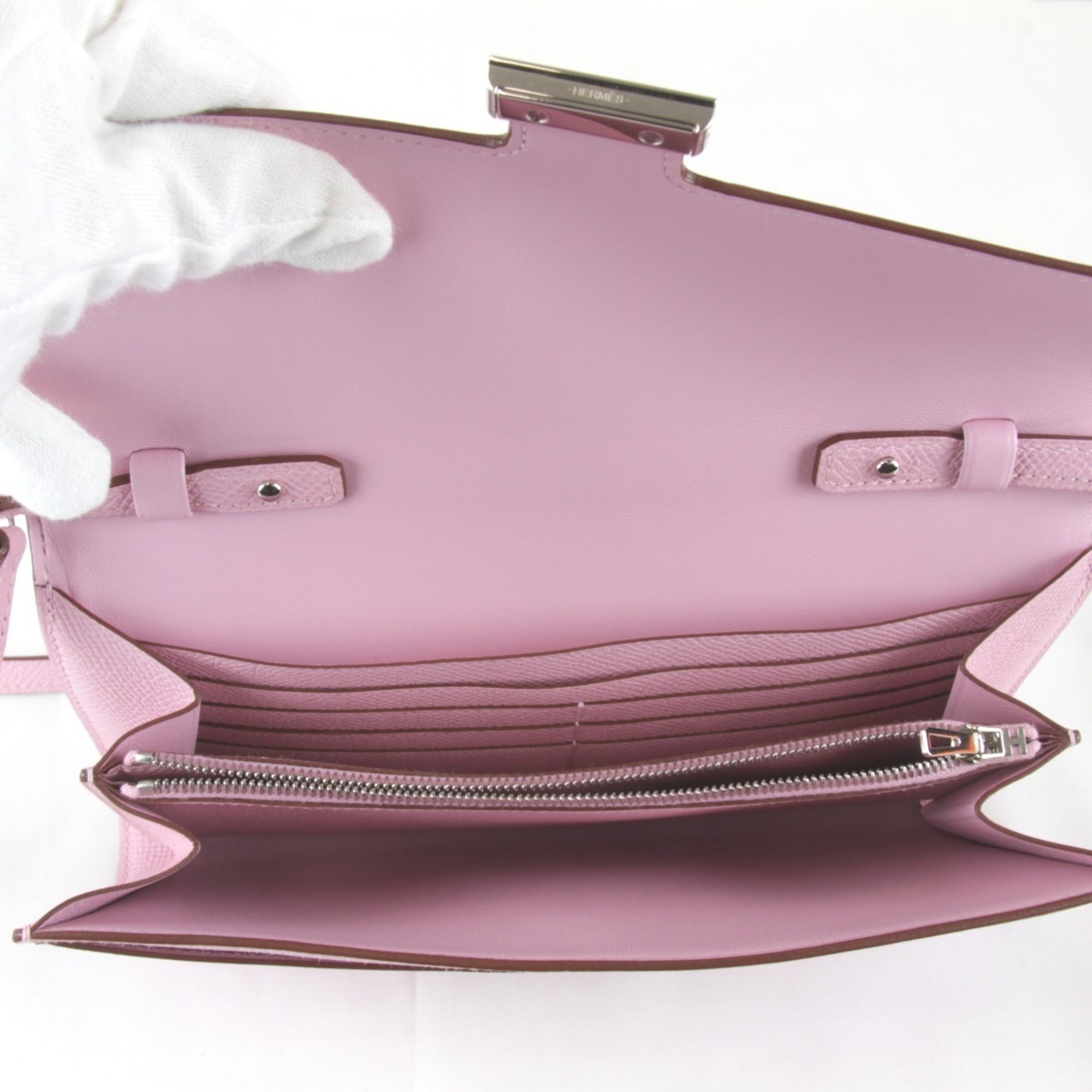 Hermes Pink Leather Pochette Shoulder Bag (Pre-Owned)