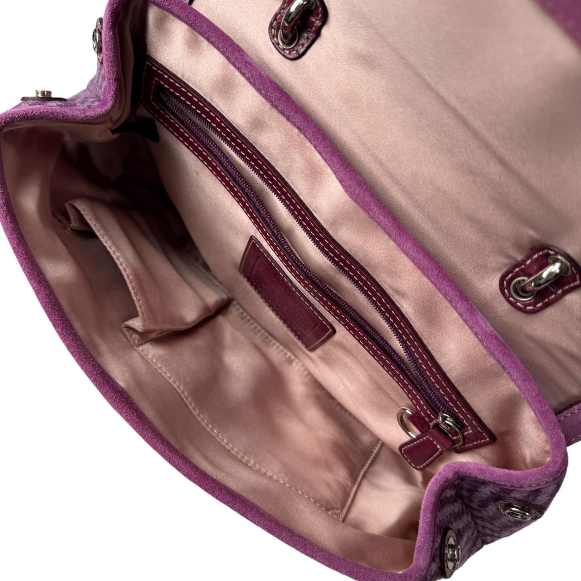 Coach Purple Suede Wool Jacquard Patent Leather Handbag (Pre-Owned)