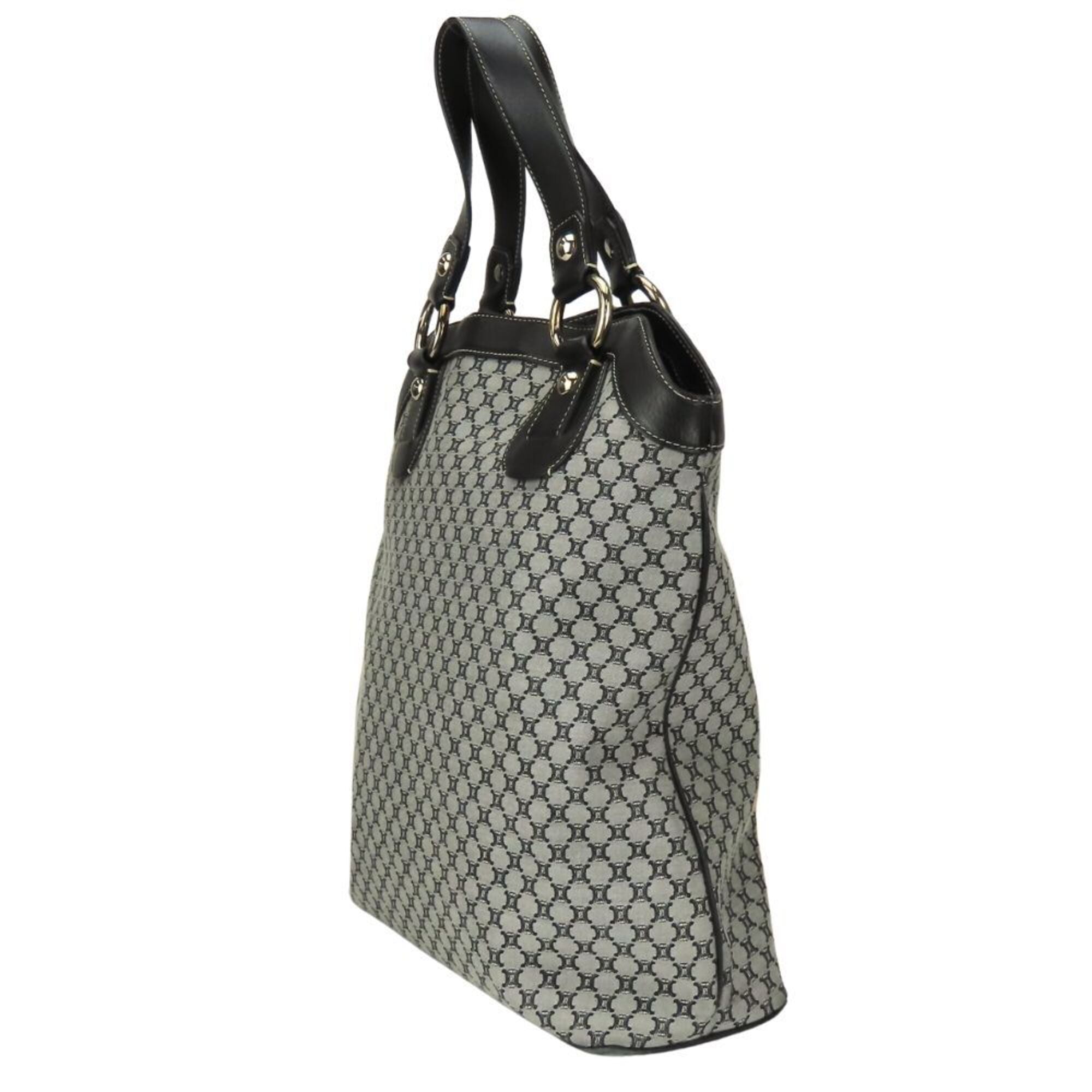 Celine Macadam Black Gray Canvas Leather Tote Bag (Pre-Owned)