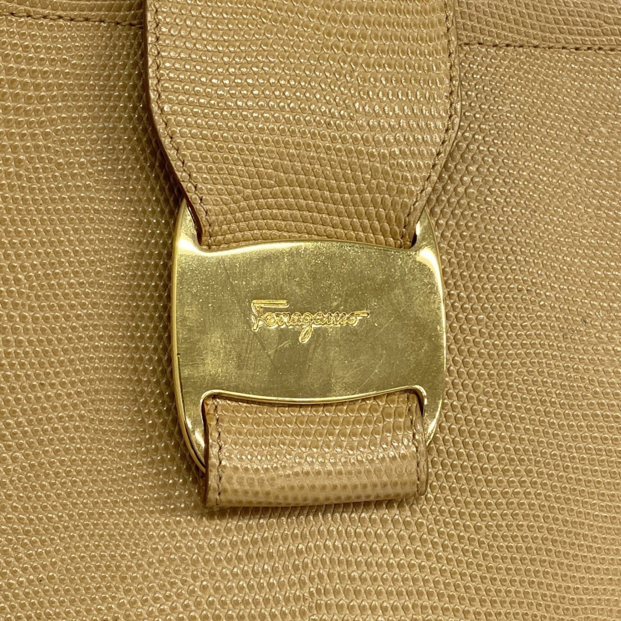 Salvatore Ferragamo Beige Leather Tote Bag (Pre-Owned)