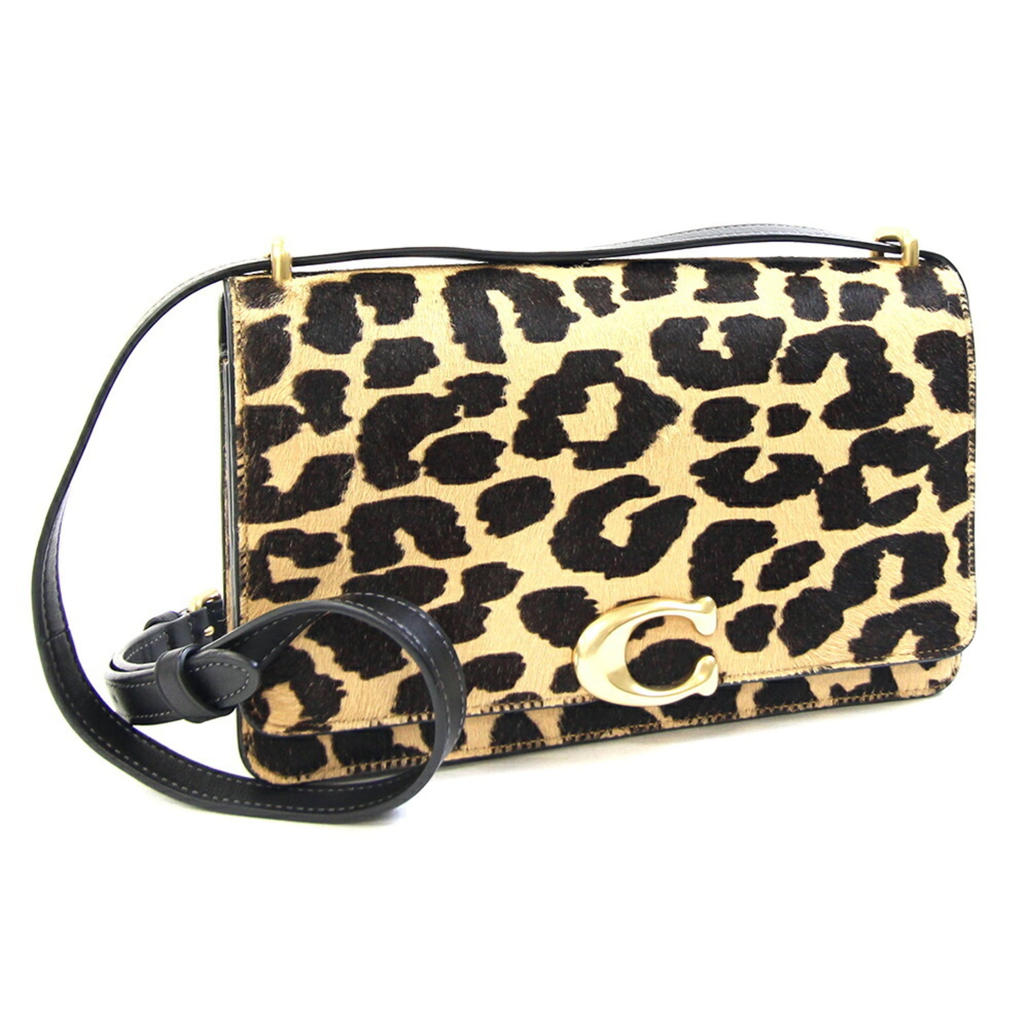 Coach Beige Black Leather Shoulder Bag (Pre-Owned)