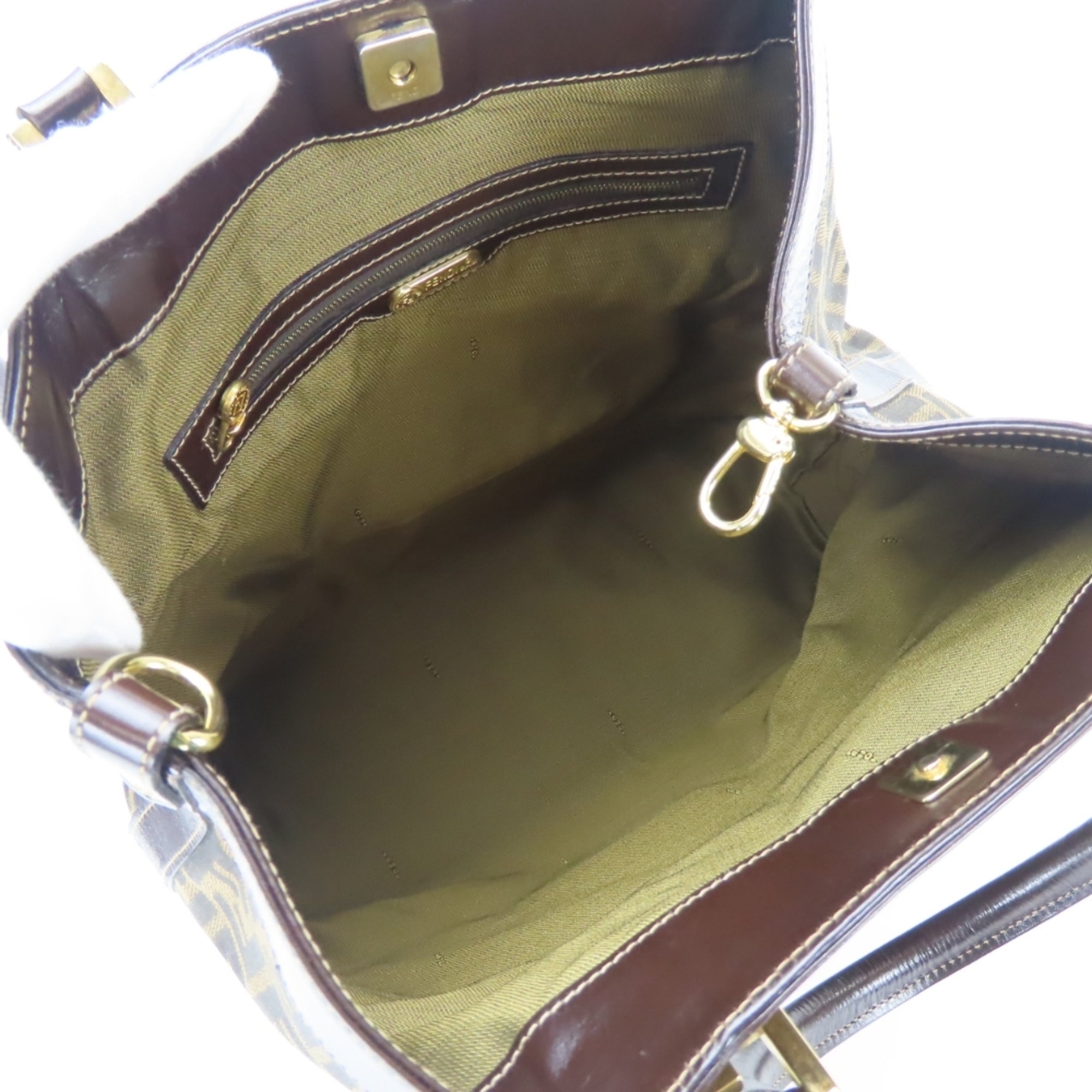 Fendi Brown Zucca Canvas Leather Tote Bag (Pre-Owned)