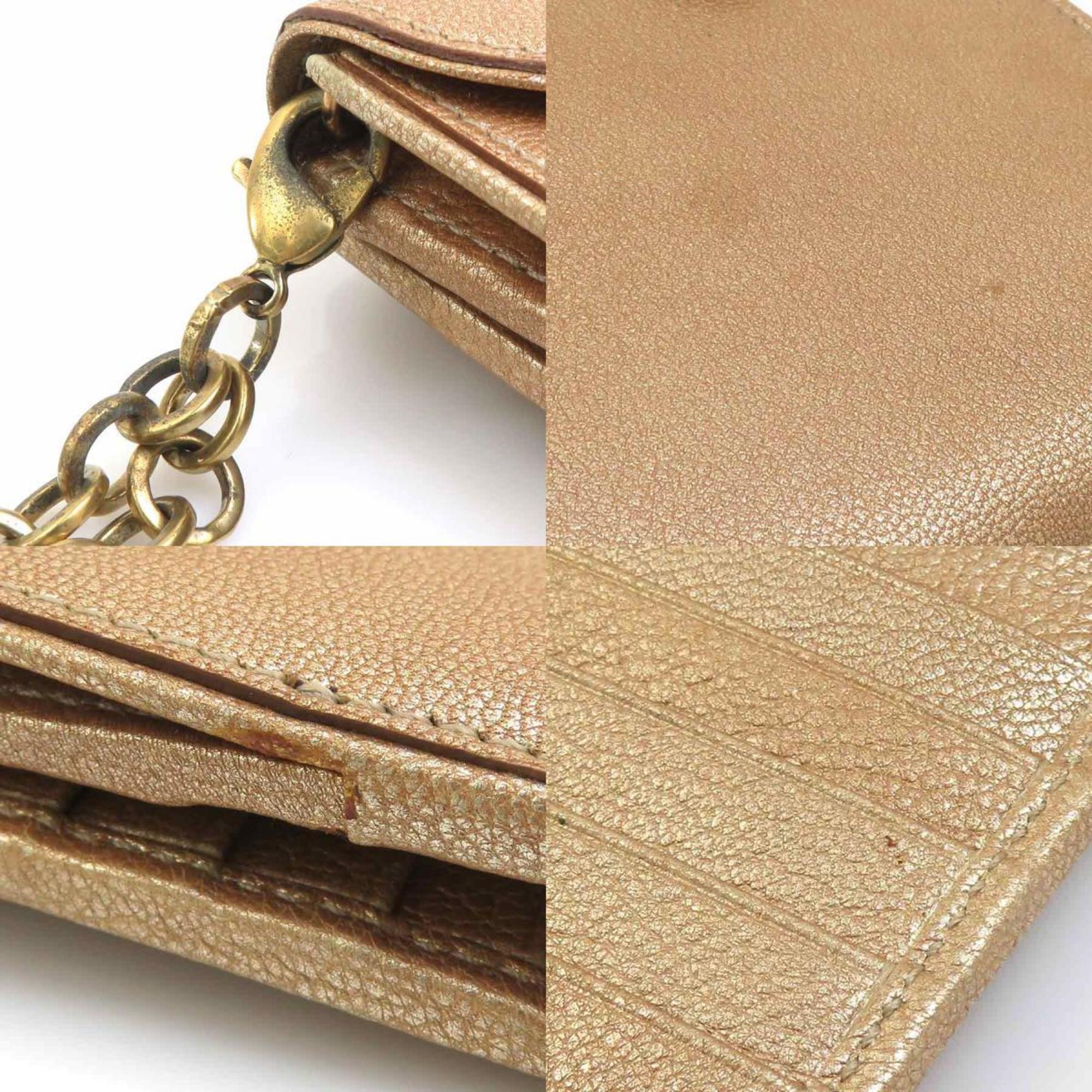 Salvatore Ferragamo Gold Leather Wallet (Bi-Fold) (Pre-Owned)
