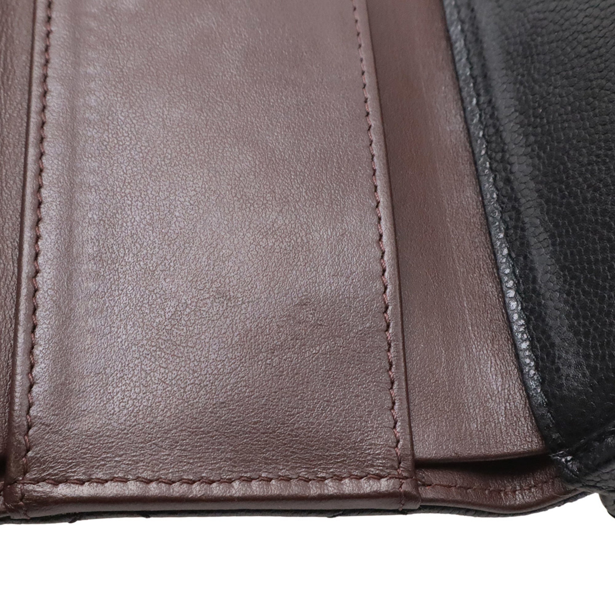 Chanel Black Grained Calfskin Wallet (Tri-Fold) (Pre-Owned)