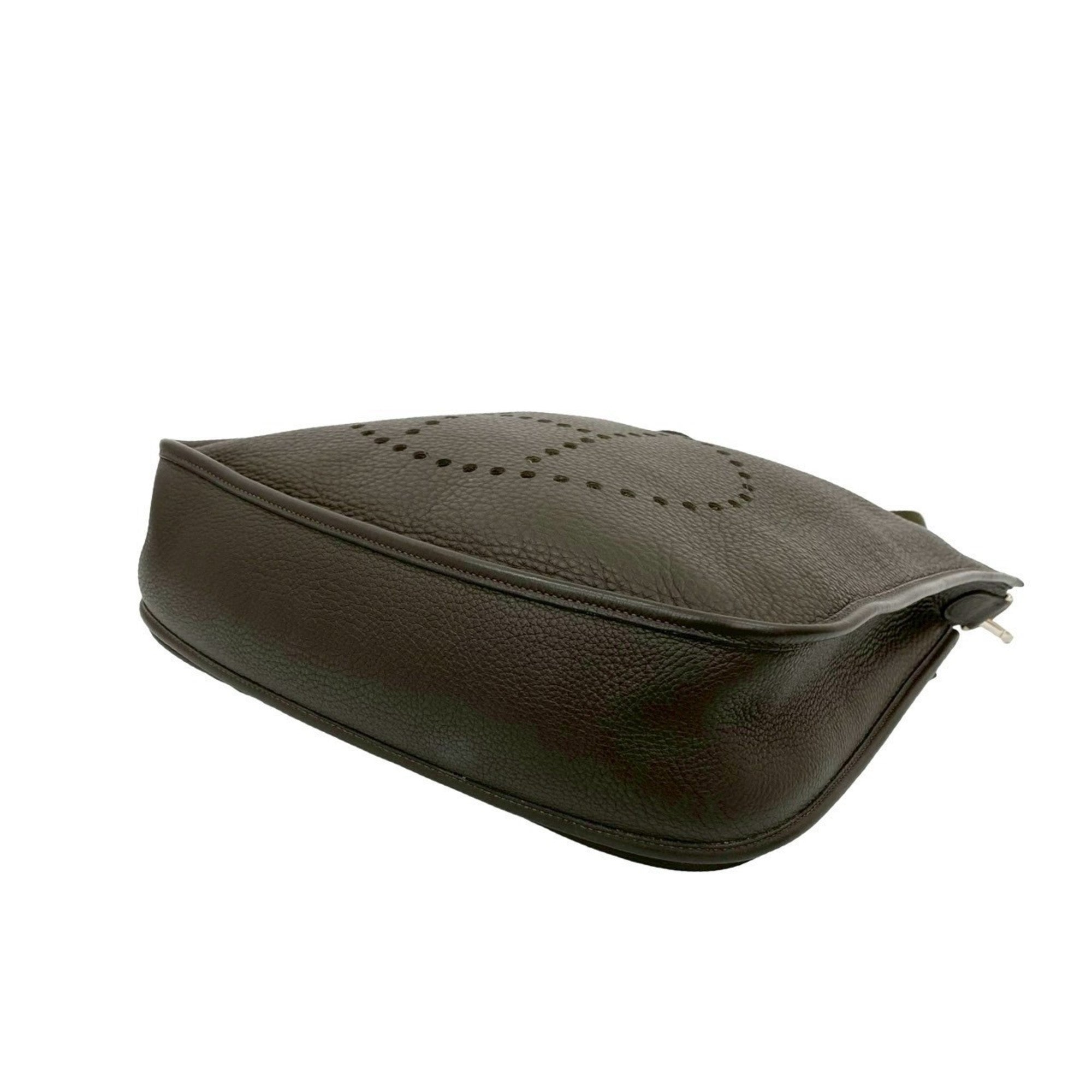 Hermes Khaki Taurillon Clemence Leather Pochette Shoulder Bag (Pre-Owned)