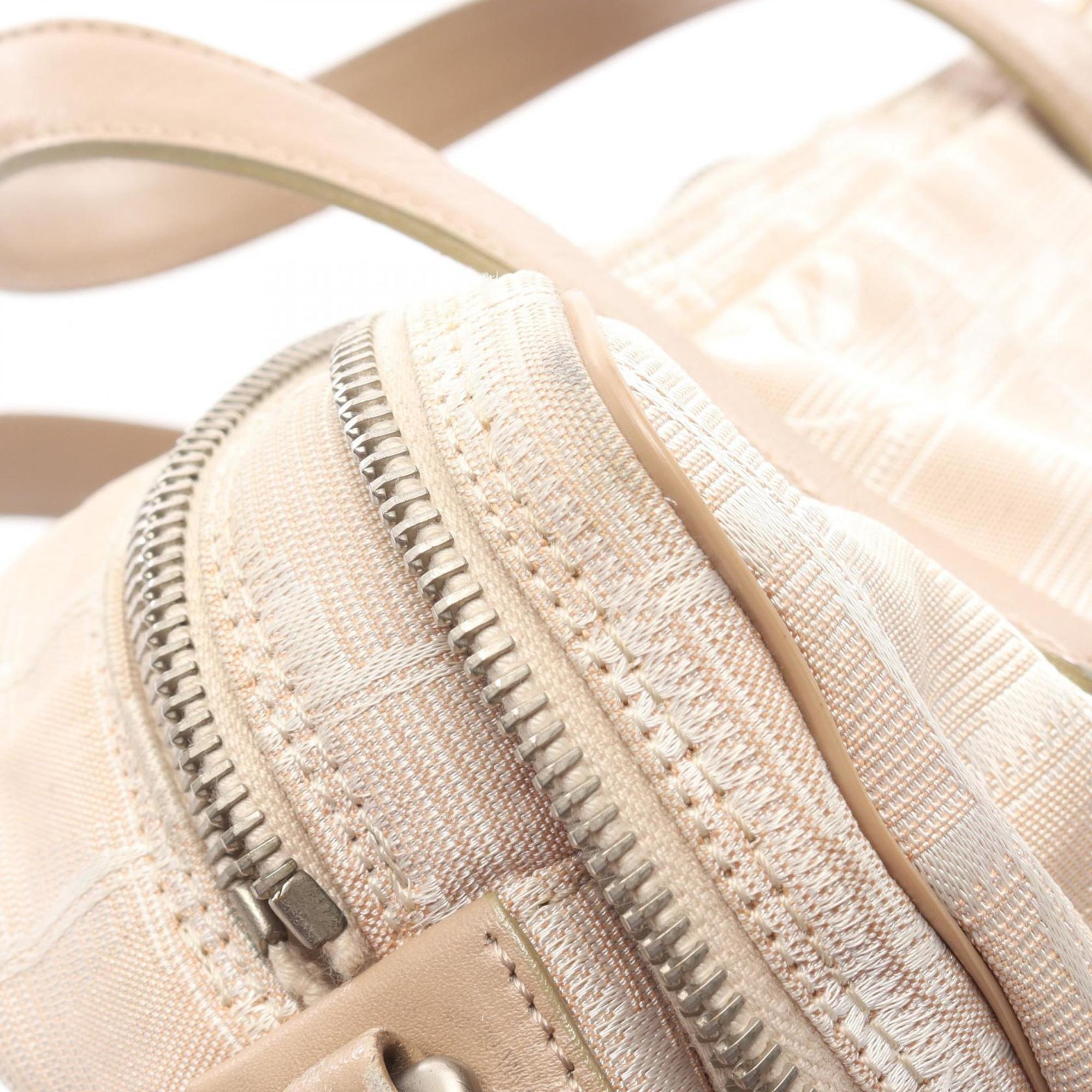 Chanel Beige Leather Nylon Canvas Handbag (Pre-Owned)