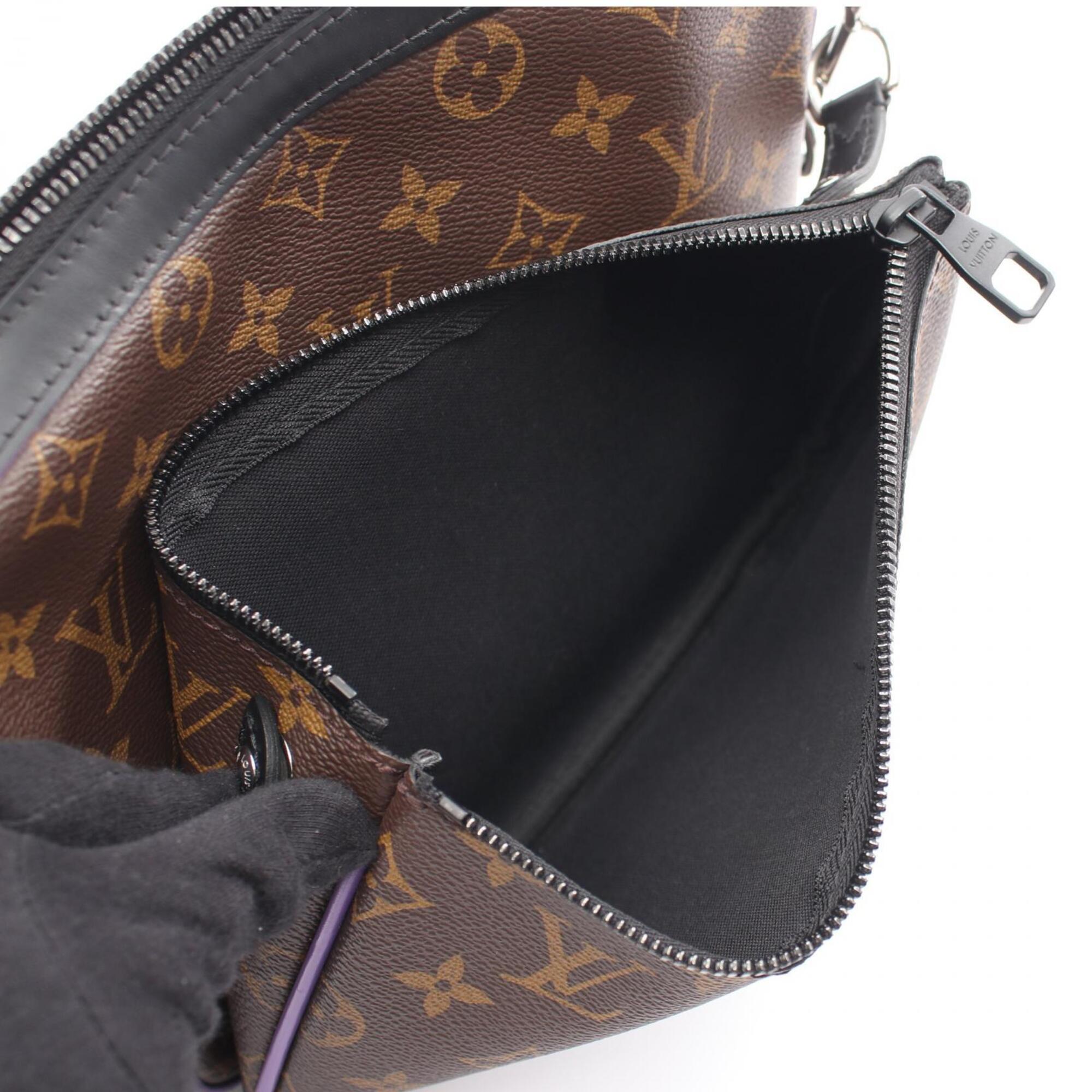 Louis Vuitton Black Brown Purple Leather Coated Canvas Handbag Shoulder Bag (Pre-Owned)