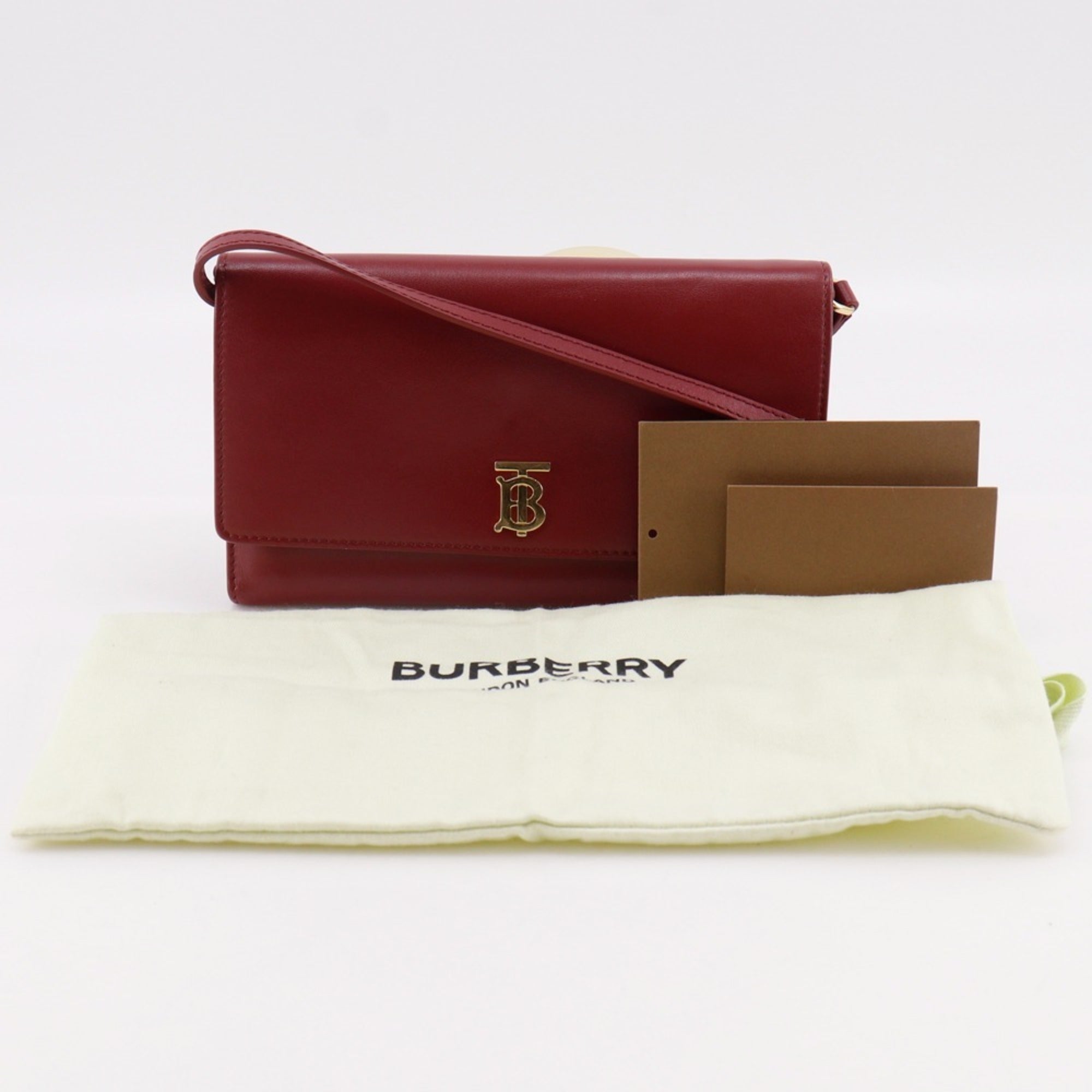 Burberry Red Color Leather Shoulder Bag (Pre-Owned)