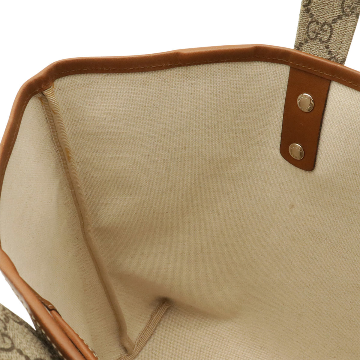 Gucci Beige Brown Gg Supreme Canvas Leather Shoulder Bag Tote Bag (Pre-Owned)