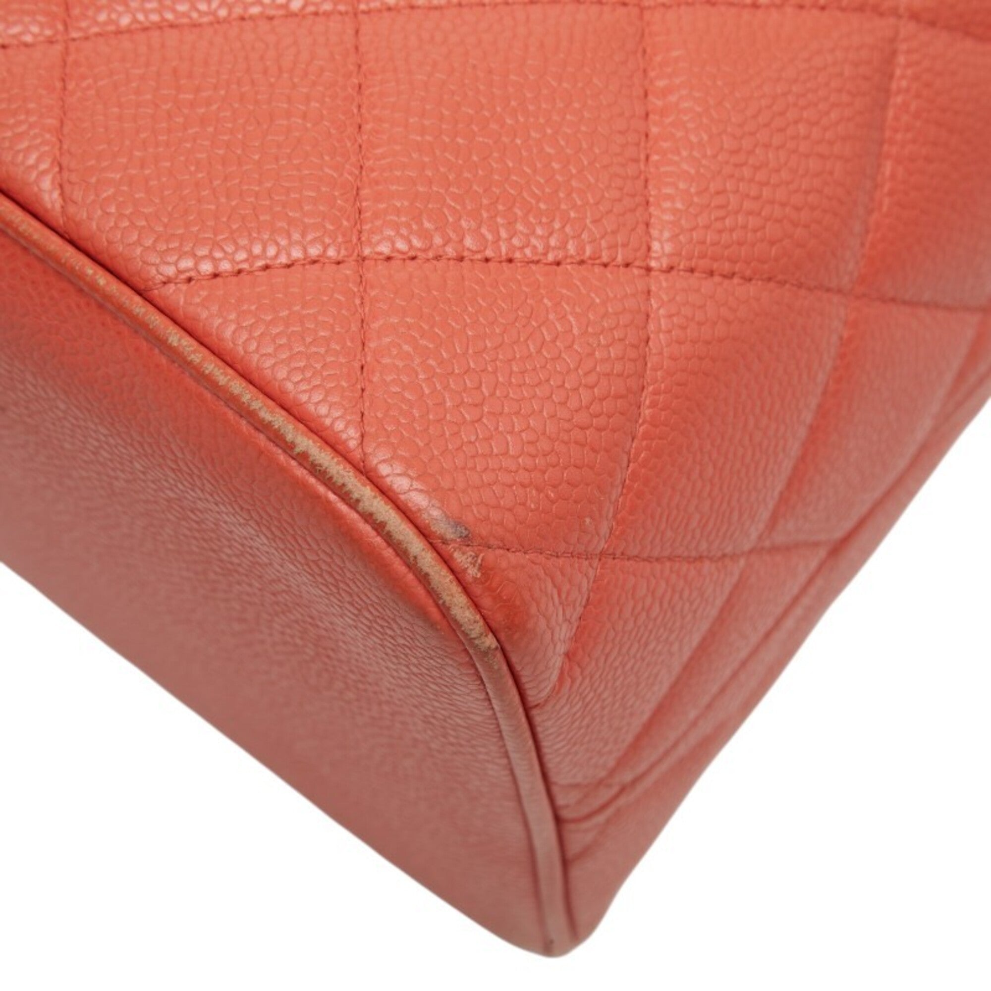 Chanel Matelasse Orange Grained Calfskin Handbag Tote Bag (Pre-Owned)