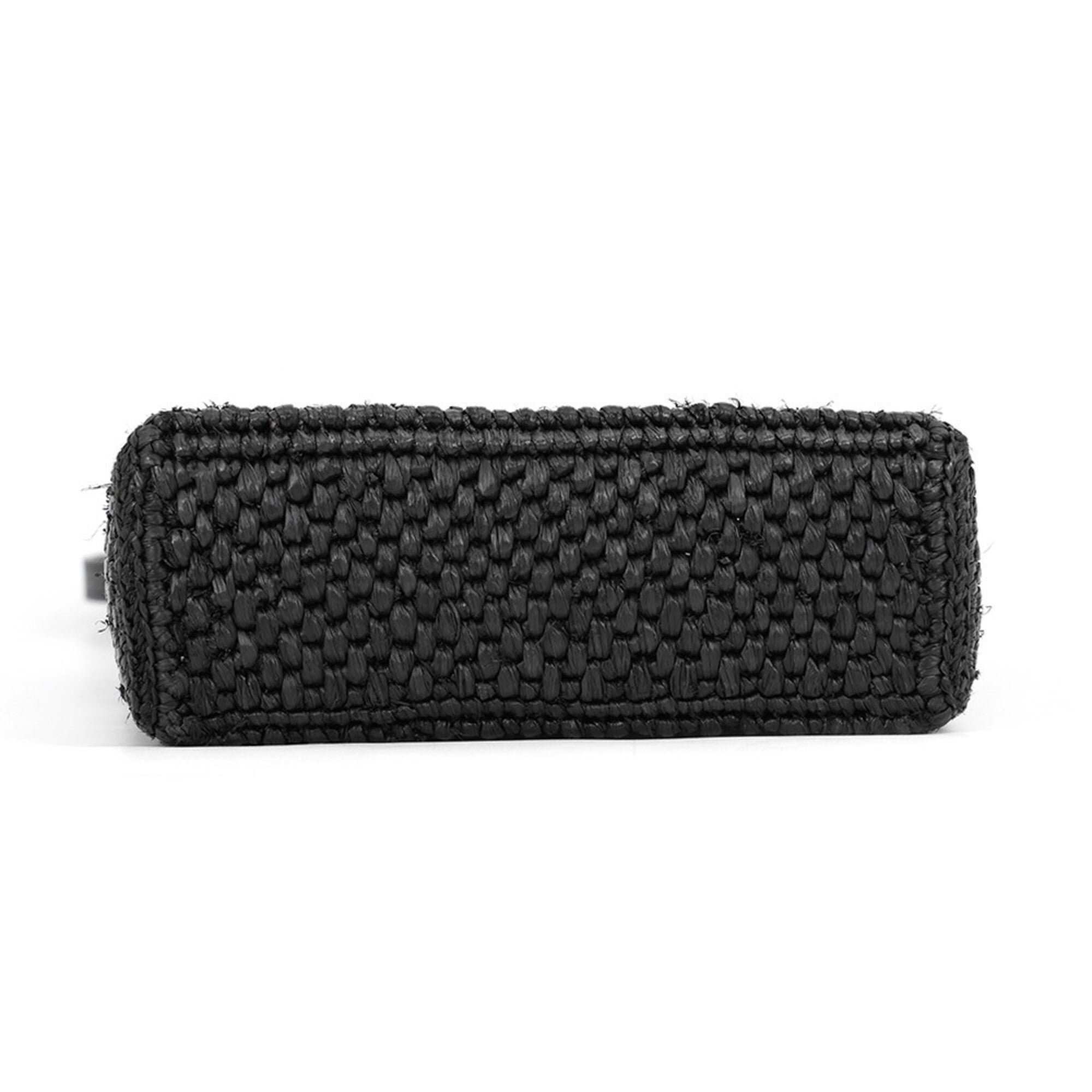 Loewe Black White Raffia Leather Handbag (Pre-Owned)