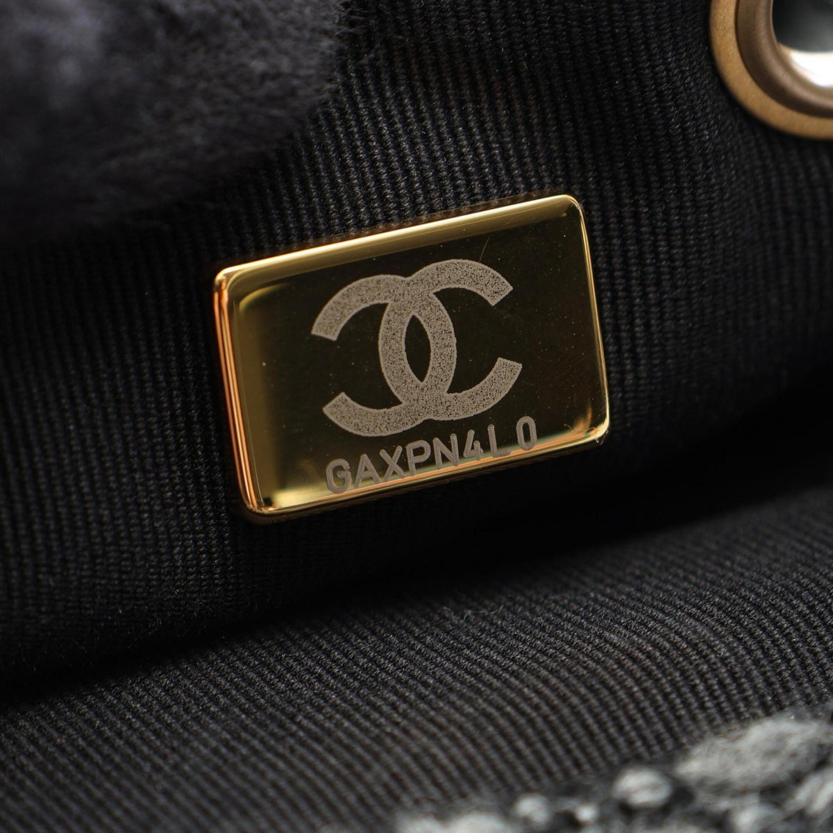 Chanel Black Gray Wool Backpack Handbag (Pre-Owned)