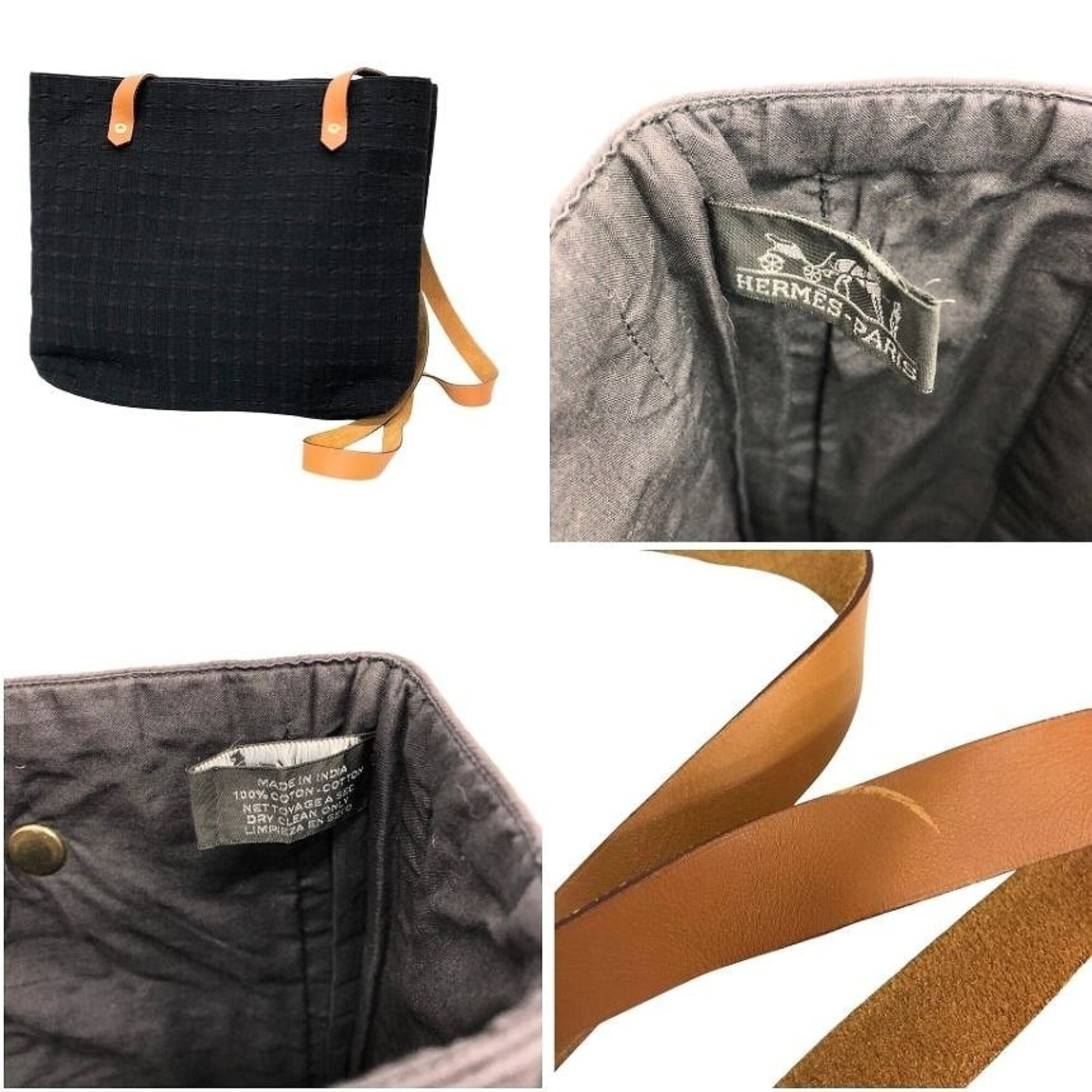 Hermes Black Canvas Tote Bag (Pre-Owned)