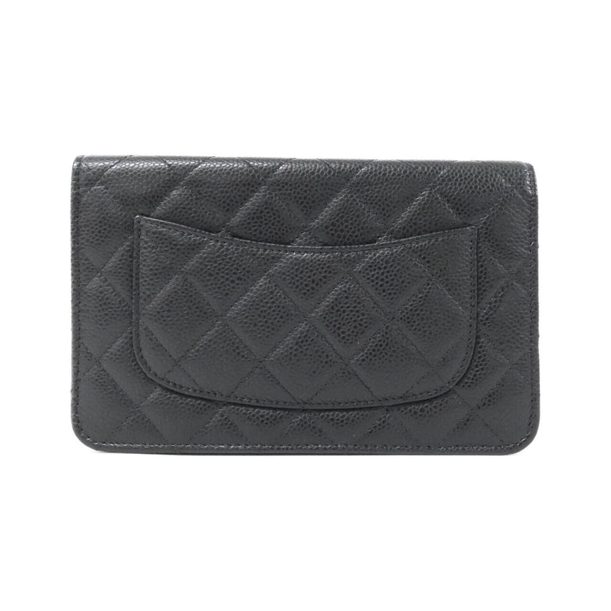 Chanel Black Bordeaux Grained Calfskin Chain/Shoulder Wallet (Pre-Owned)
