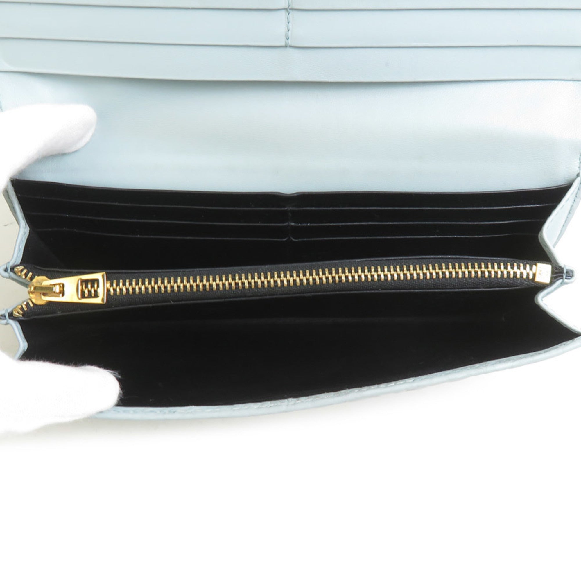 Loewe Light Blue Leather Long Wallet (Bi-Fold) (Pre-Owned)