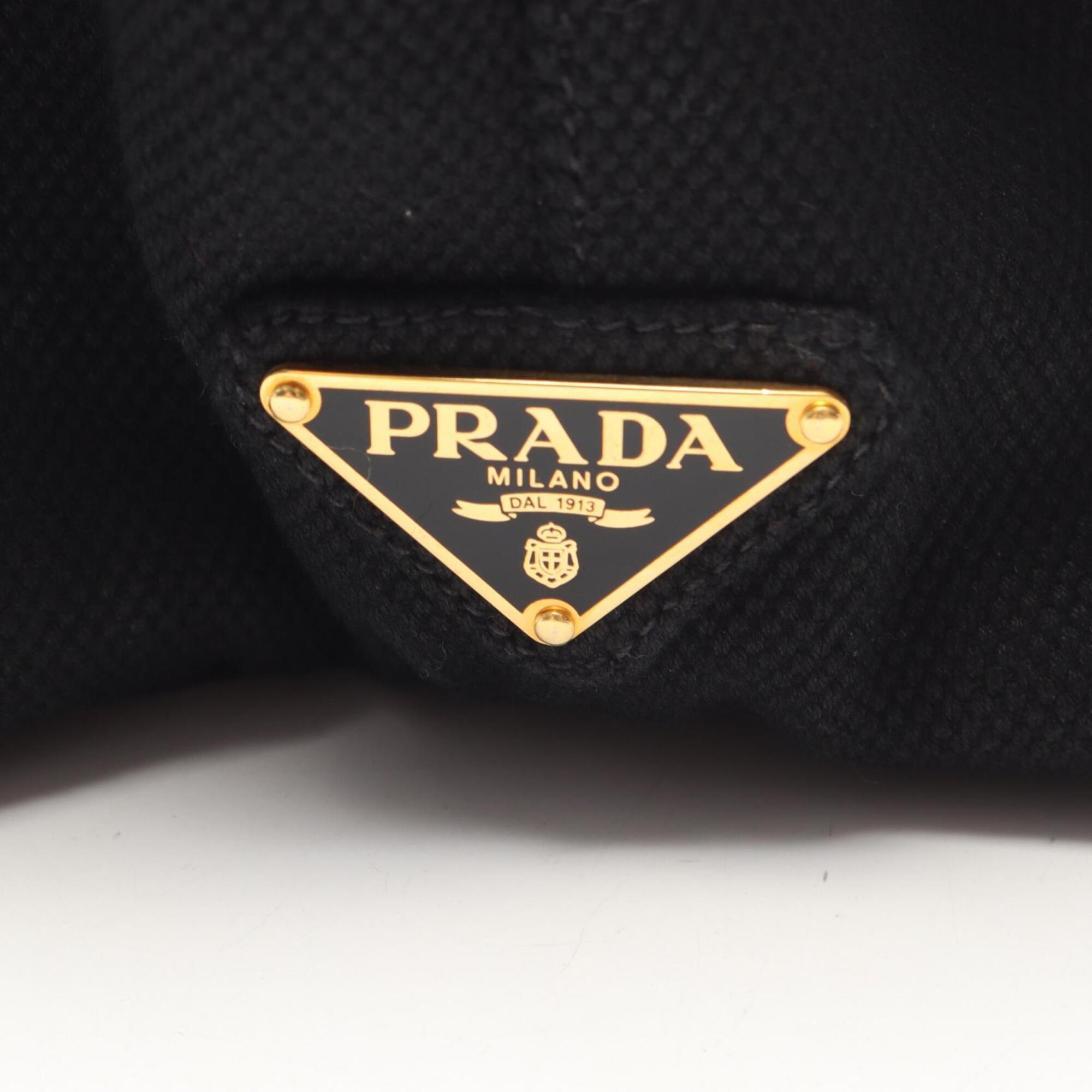 Prada Canapa Black Canvas Handbag Tote Bag (Pre-Owned)