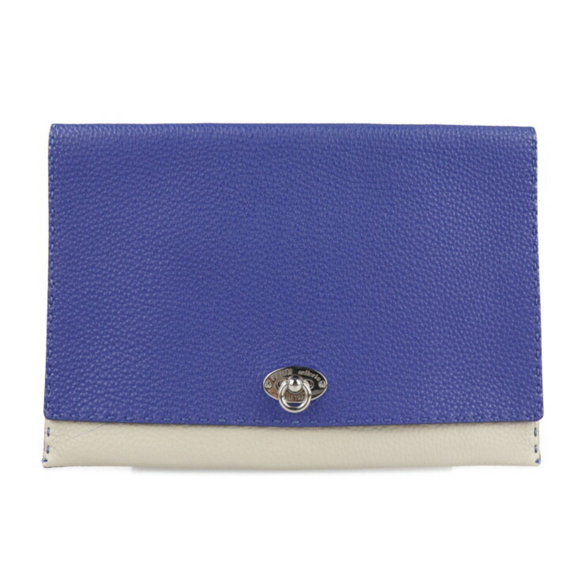 Fendi Selleria Blue Leather Clutch Bag (Pre-Owned)