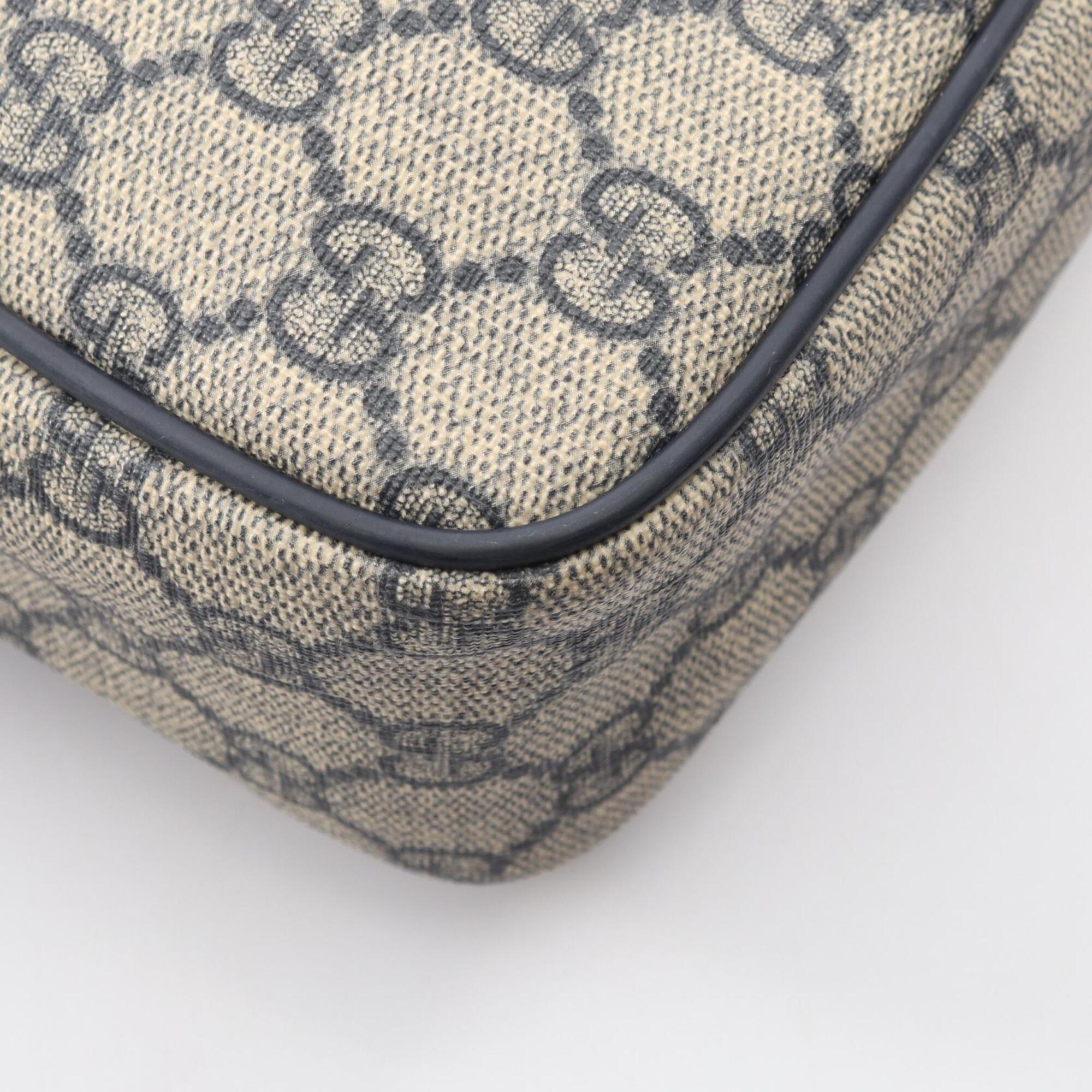 Gucci Beige Navy Gg Supreme Leather Handbag Shoulder Bag (Pre-Owned)