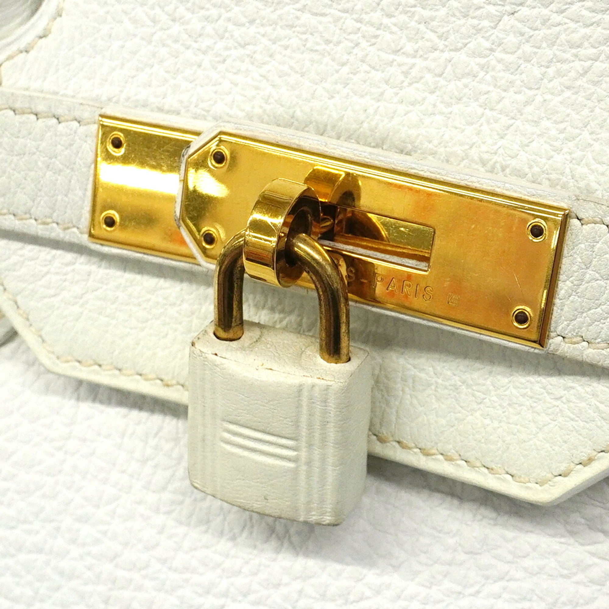 Hermes White Togo Leather Handbag (Pre-Owned)
