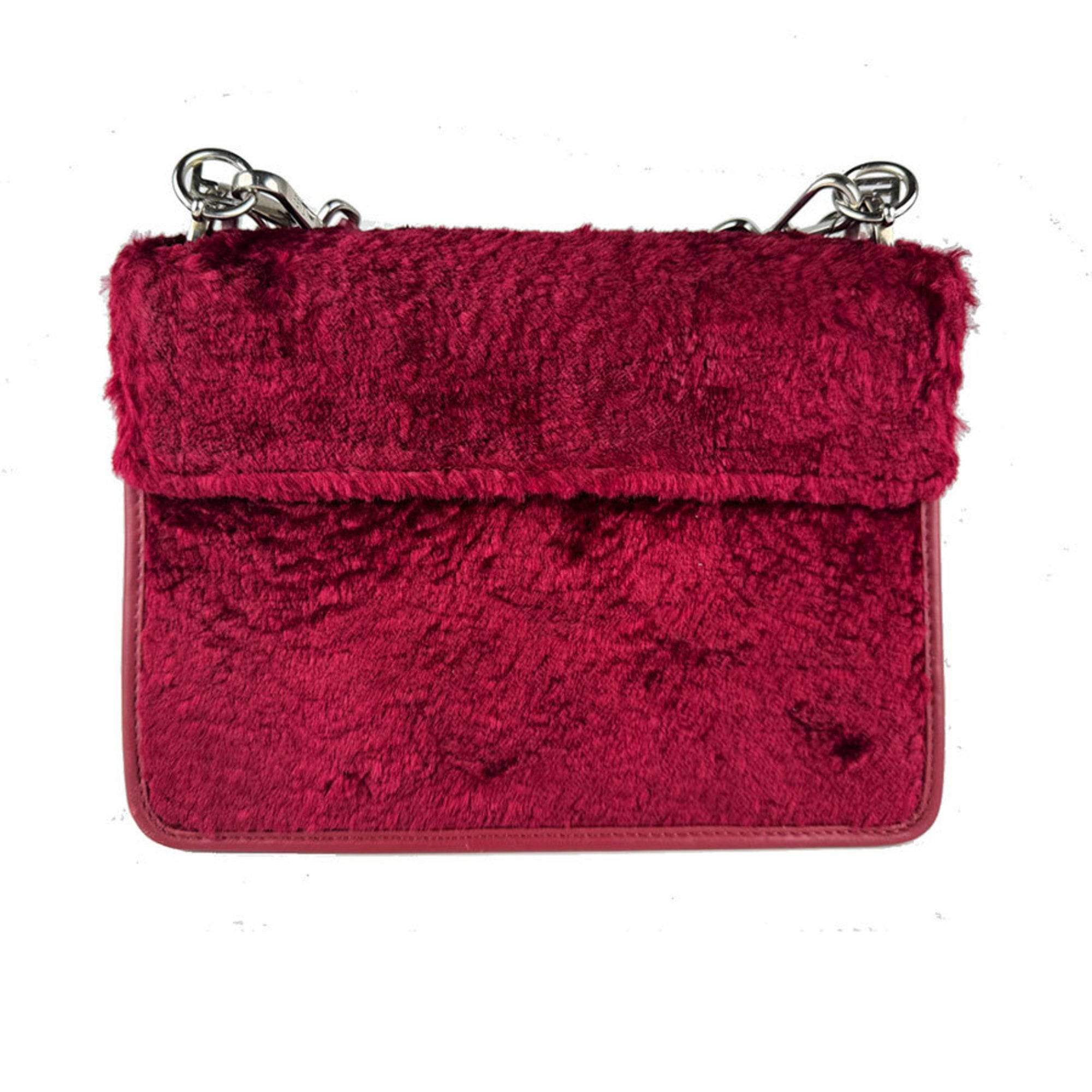 Fendi Red Color Fur Shoulder Bag (Pre-Owned)