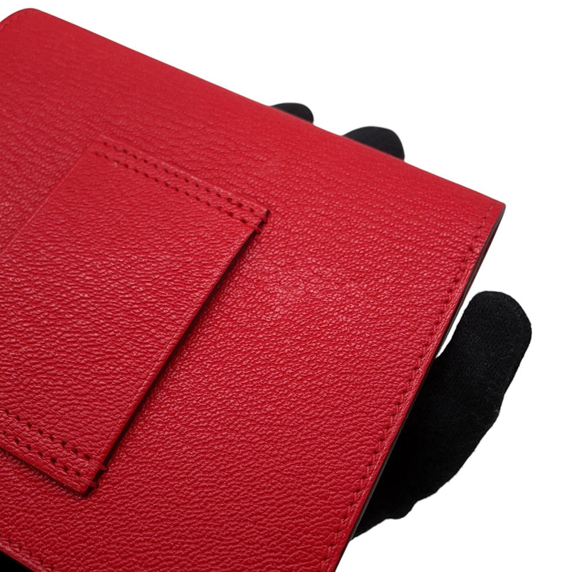 Hermes Orange Orange Red Chevre Myzore Leather Coin Purse/Coin Case (Pre-Owned)
