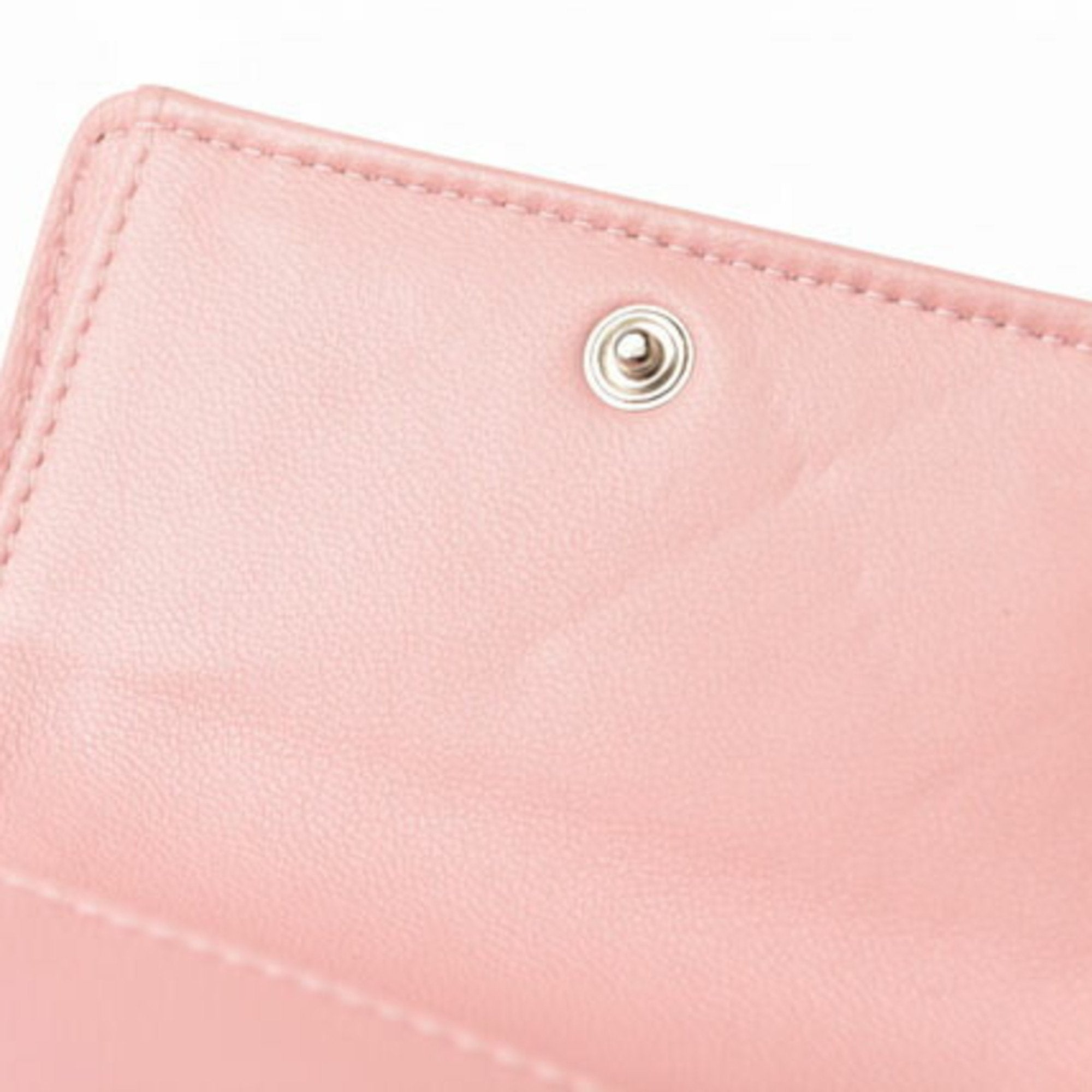 Chanel Pink Leather Wallet (Tri-Fold) (Pre-Owned)