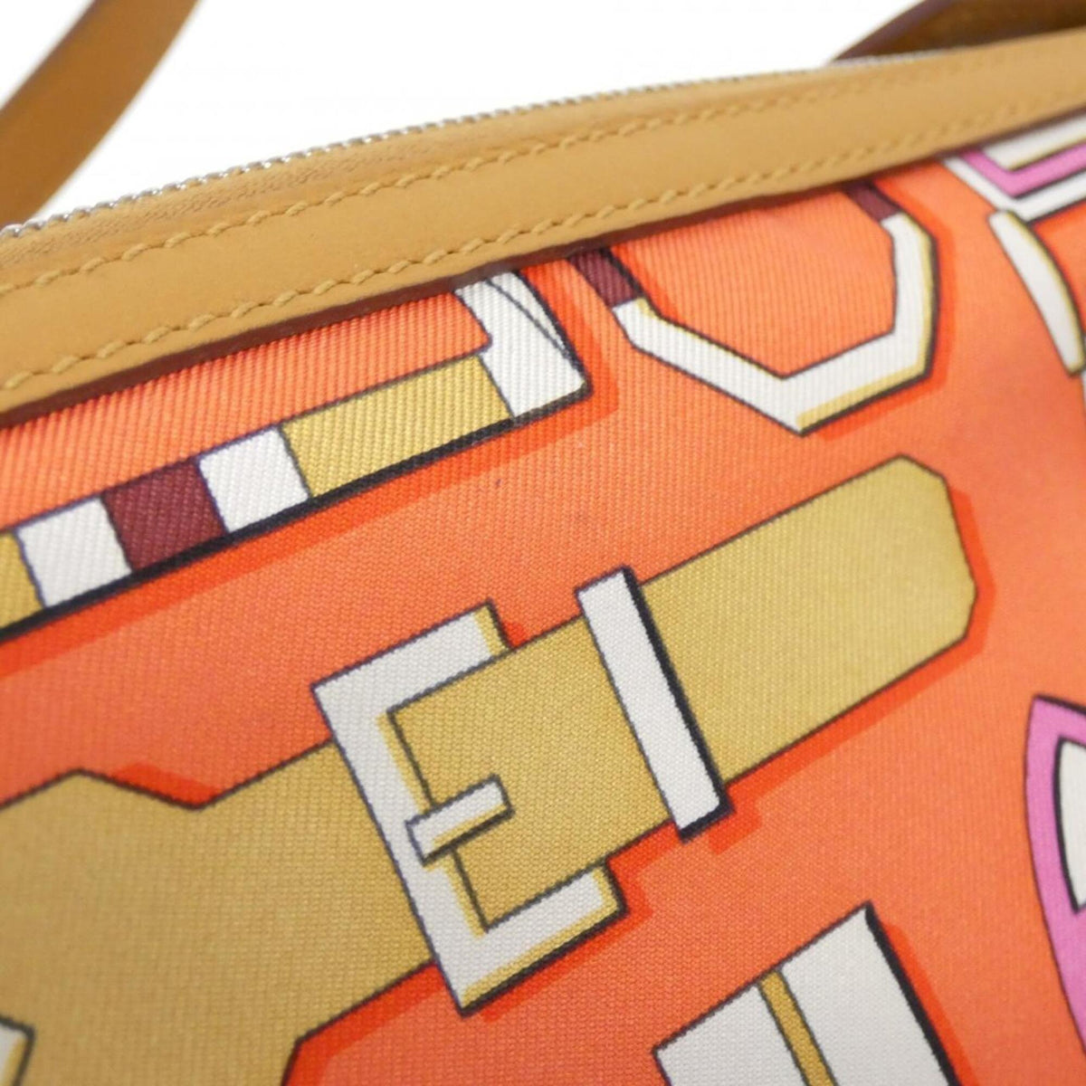 Hermes Orange Poppy Silk Swift Leather Handbag Pouch (Pre-Owned)