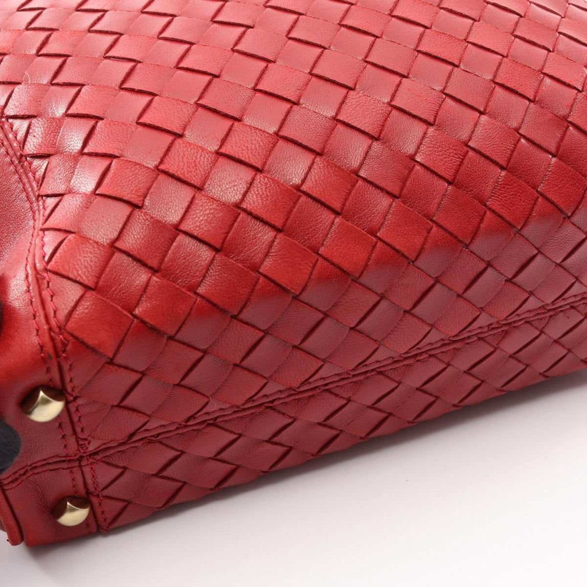 Bottega Veneta Red Color Intrecciato Handbag Shoulder Bag (Pre-Owned)