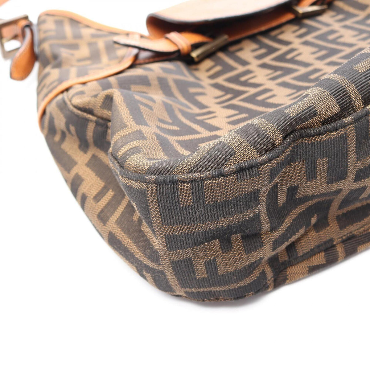 Fendi Black Brown Canvas Leather Handbag Shoulder Bag (Pre-Owned)